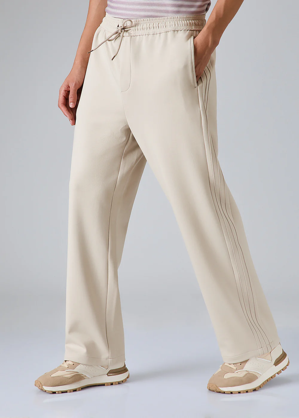 Cream Drawstring Korean Pant - Image 6