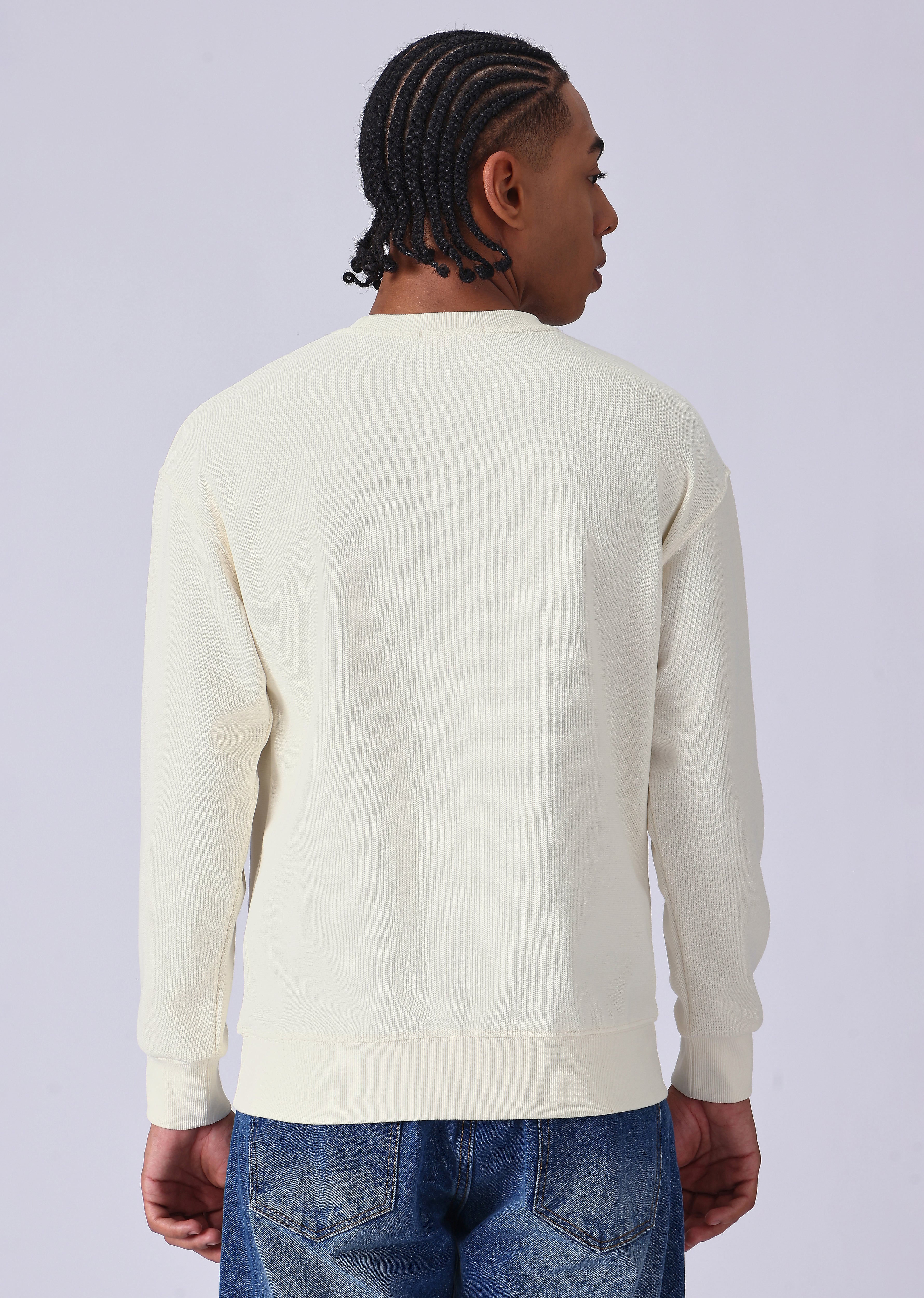 Cream Embossed Sweatshirt - Image 3