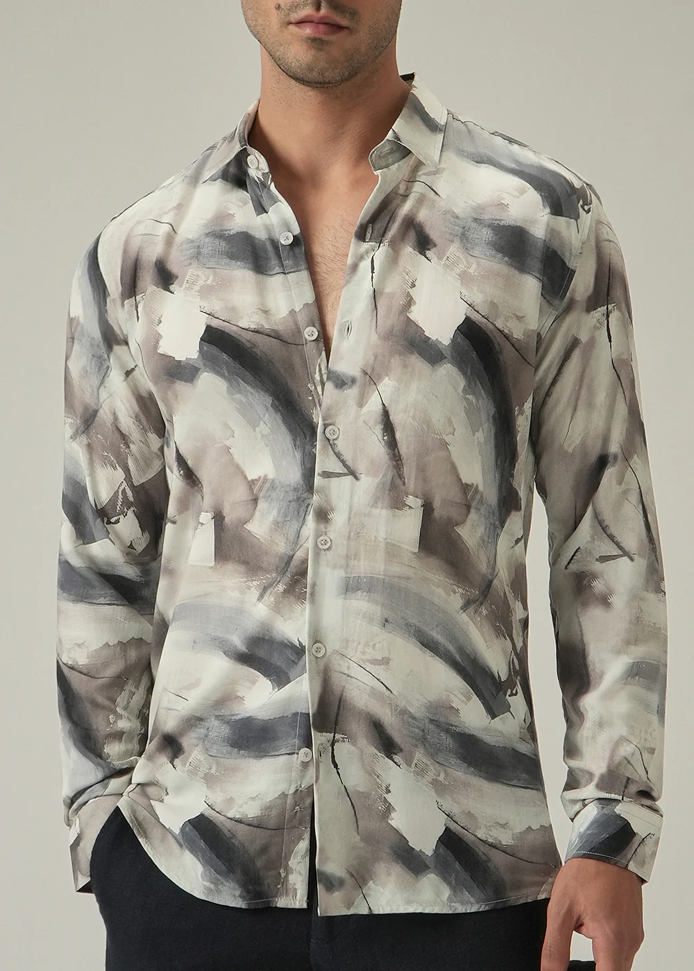 Cream Monochrome Print Shirt - Image 7