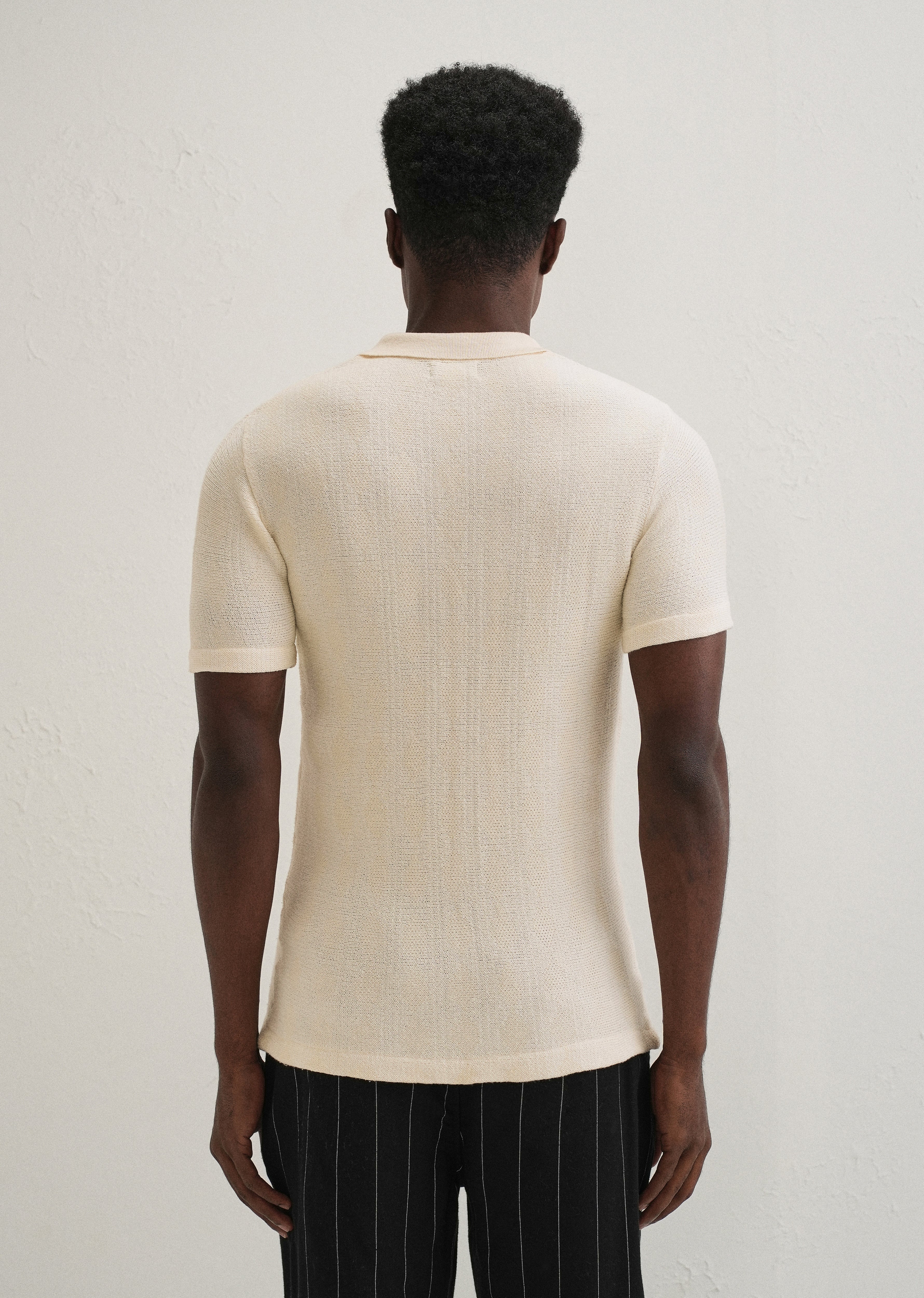 Cream Open Knitted Shirt - Image 2