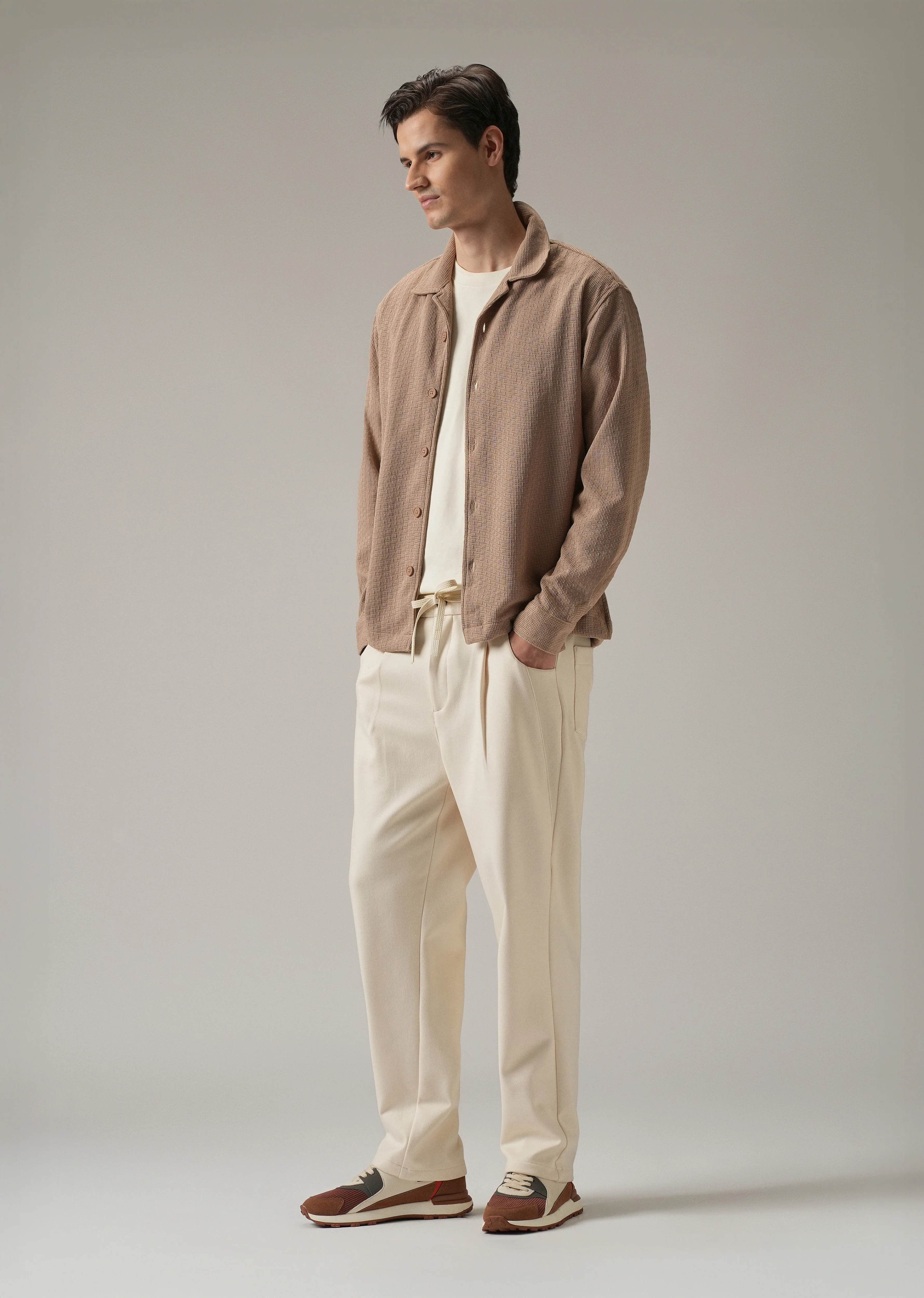 Cream Pin Stripe Suede Pant - Image 6