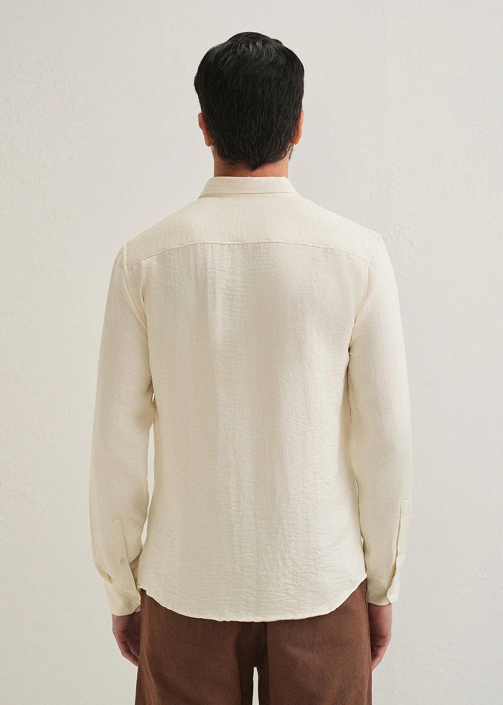 Cream Plain Crushed Satin Shirt - Image 2