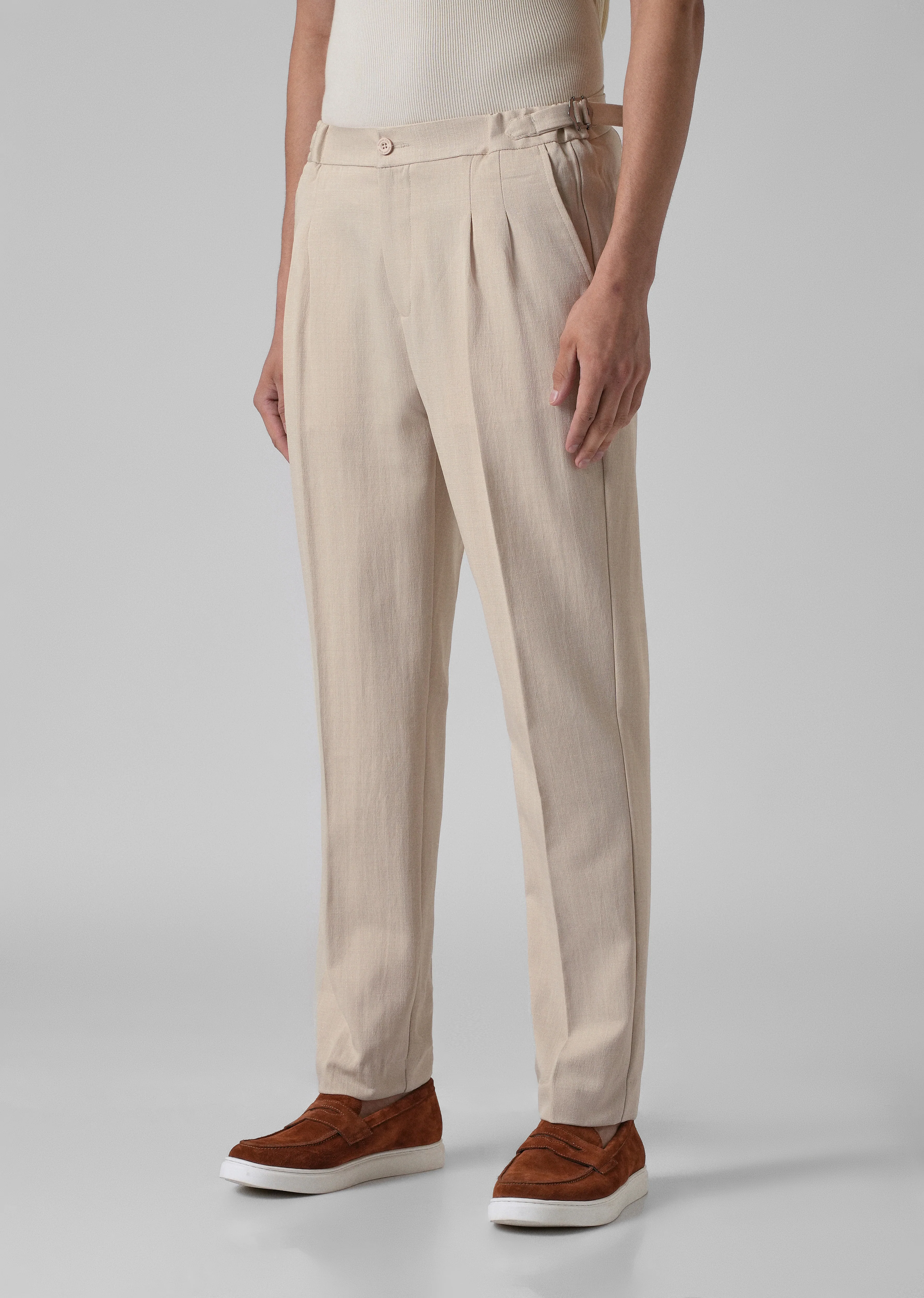 Cream Pleated Gurkha Pant - Image 4