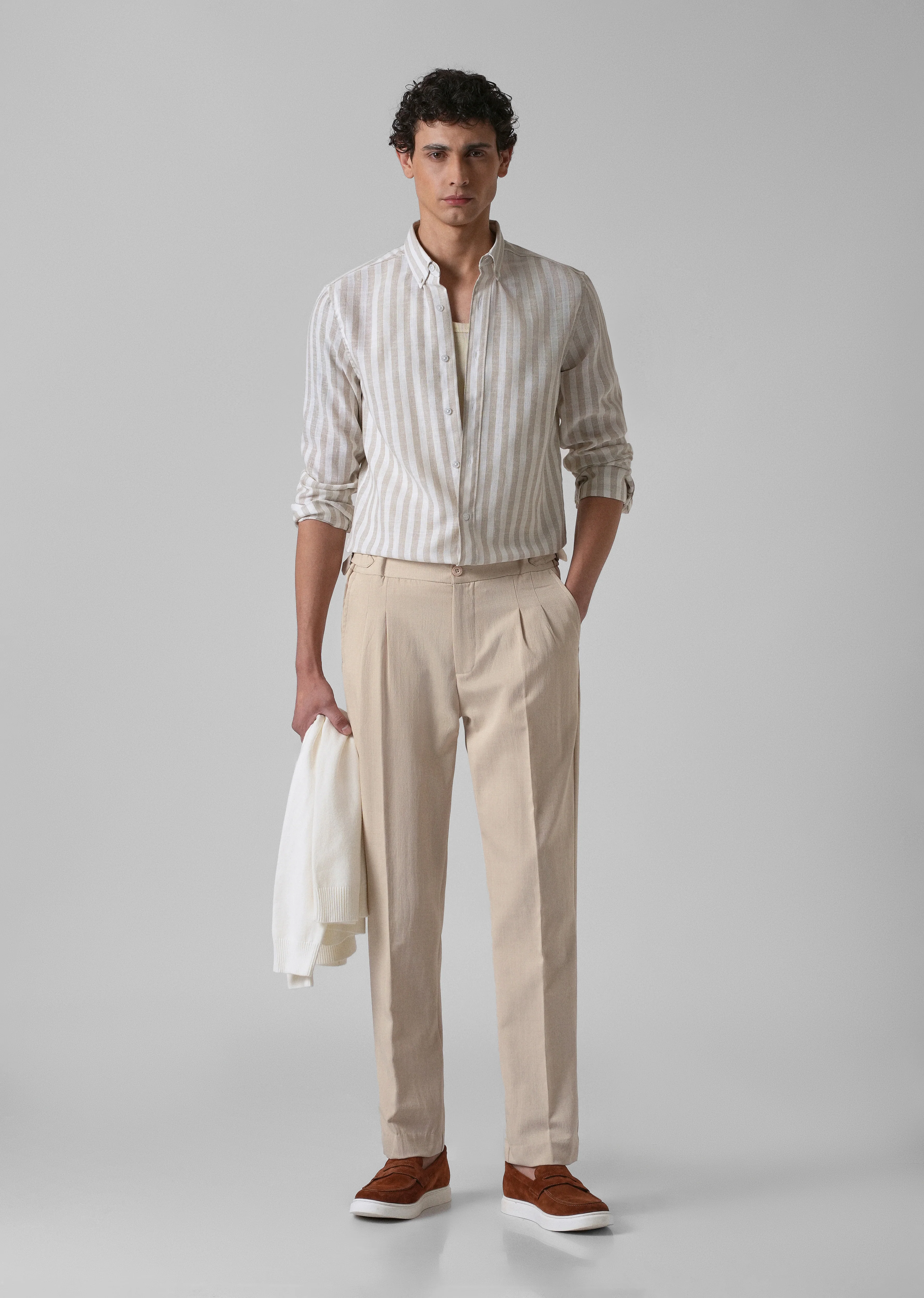 Cream Pleated Gurkha Pant - Image 6