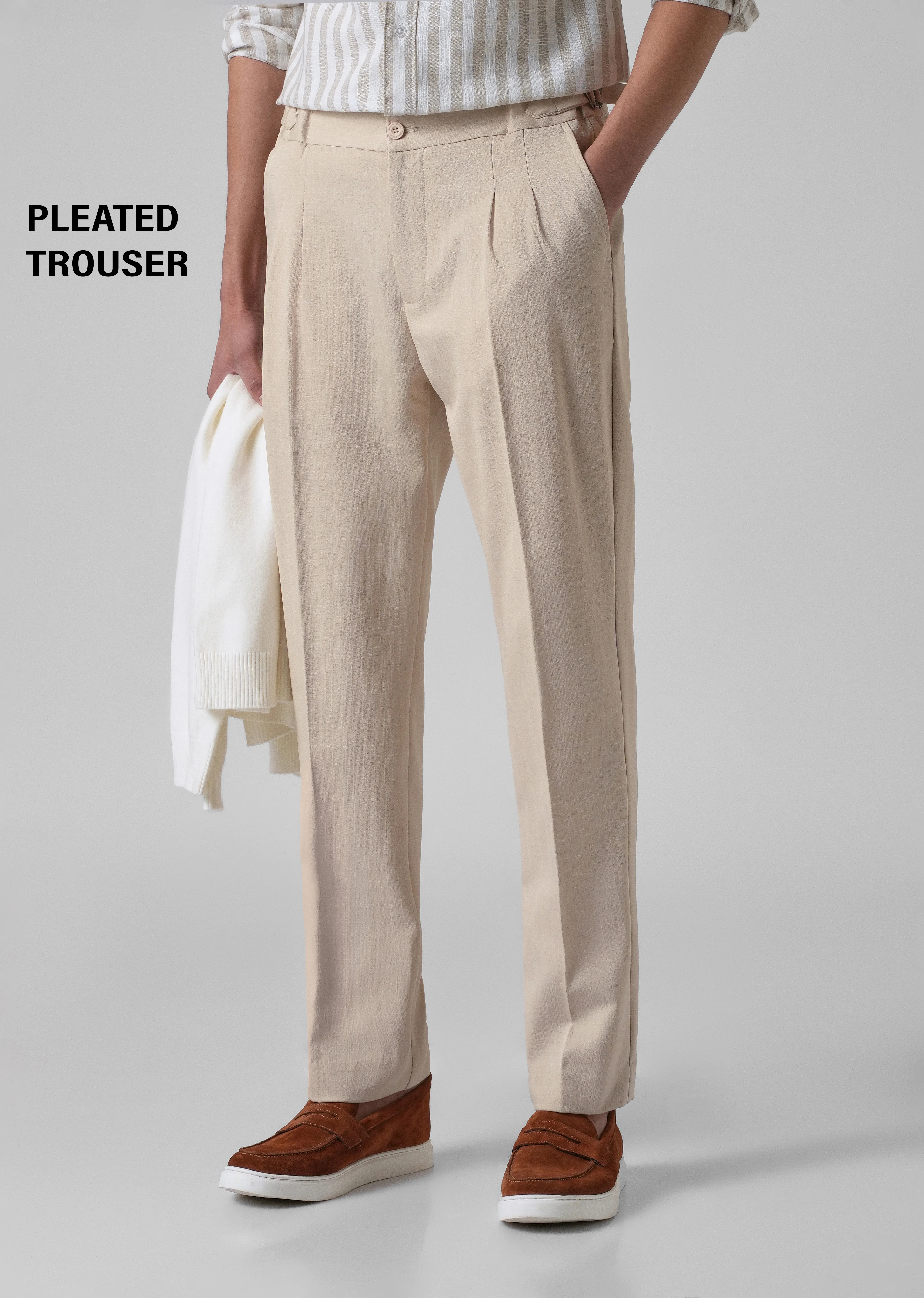 Cream Pleated Gurkha Pant - Image 7