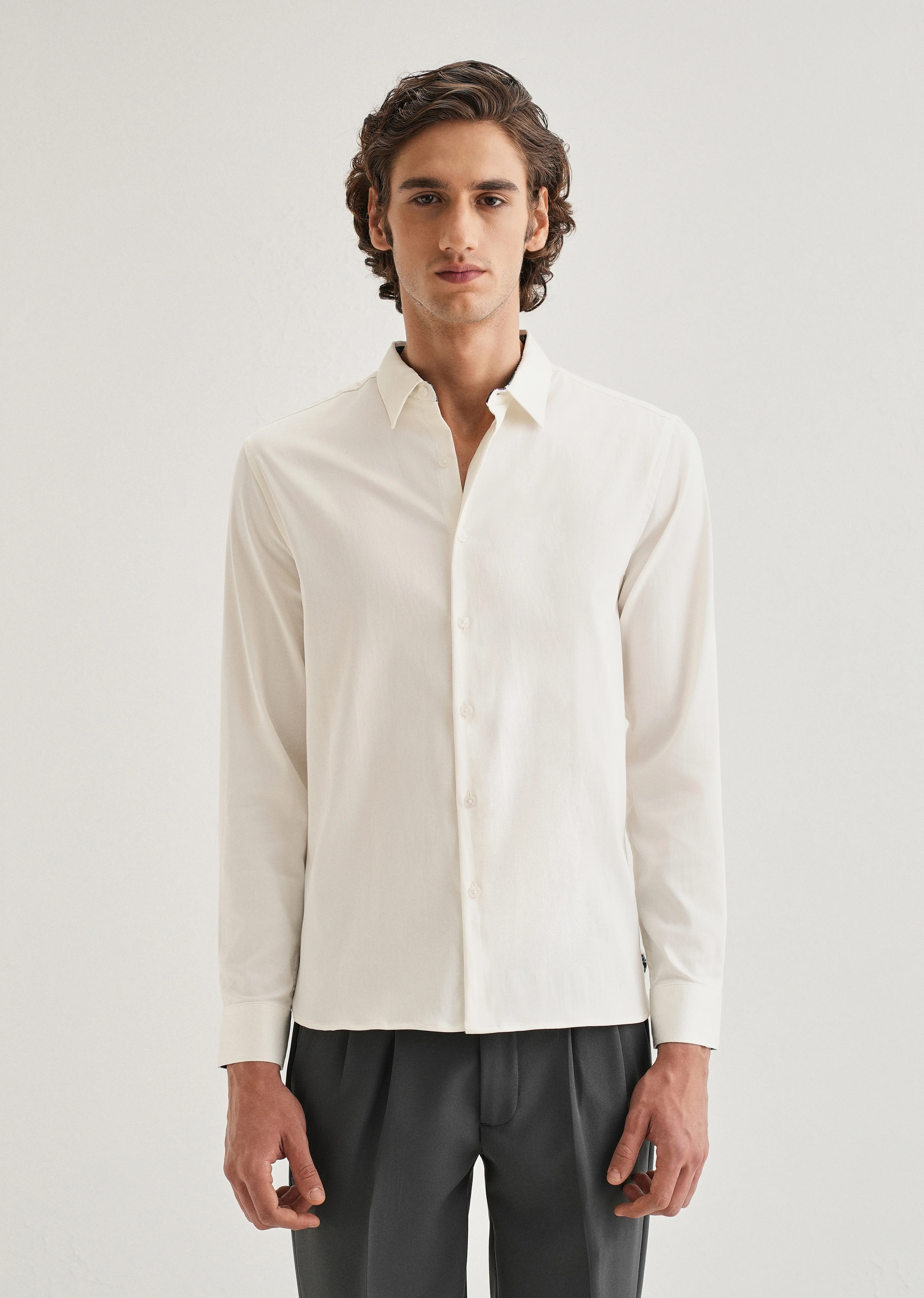Cream Printed Cuff Shirt - Image 3