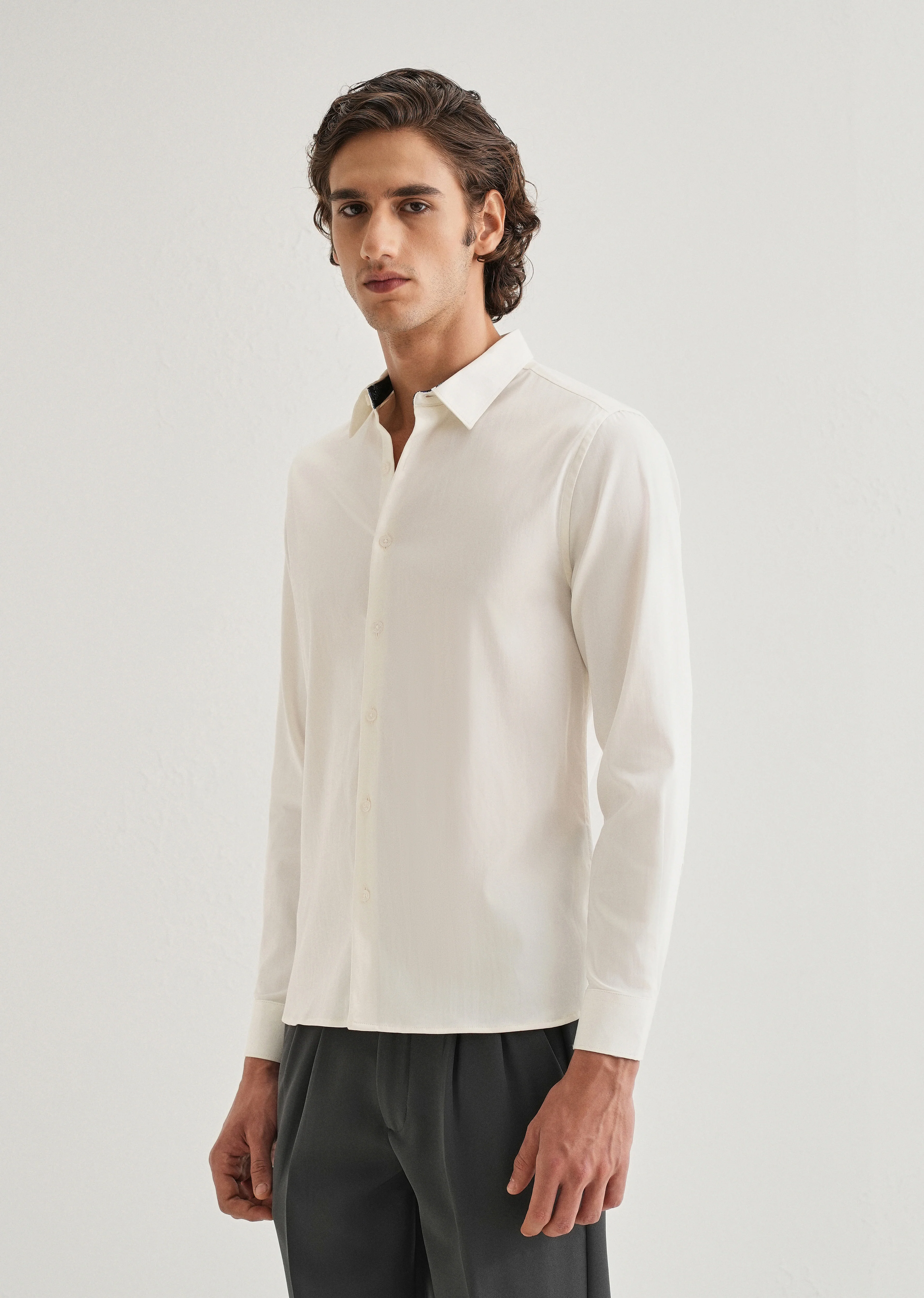 Cream Printed Cuff Shirt - Image 4