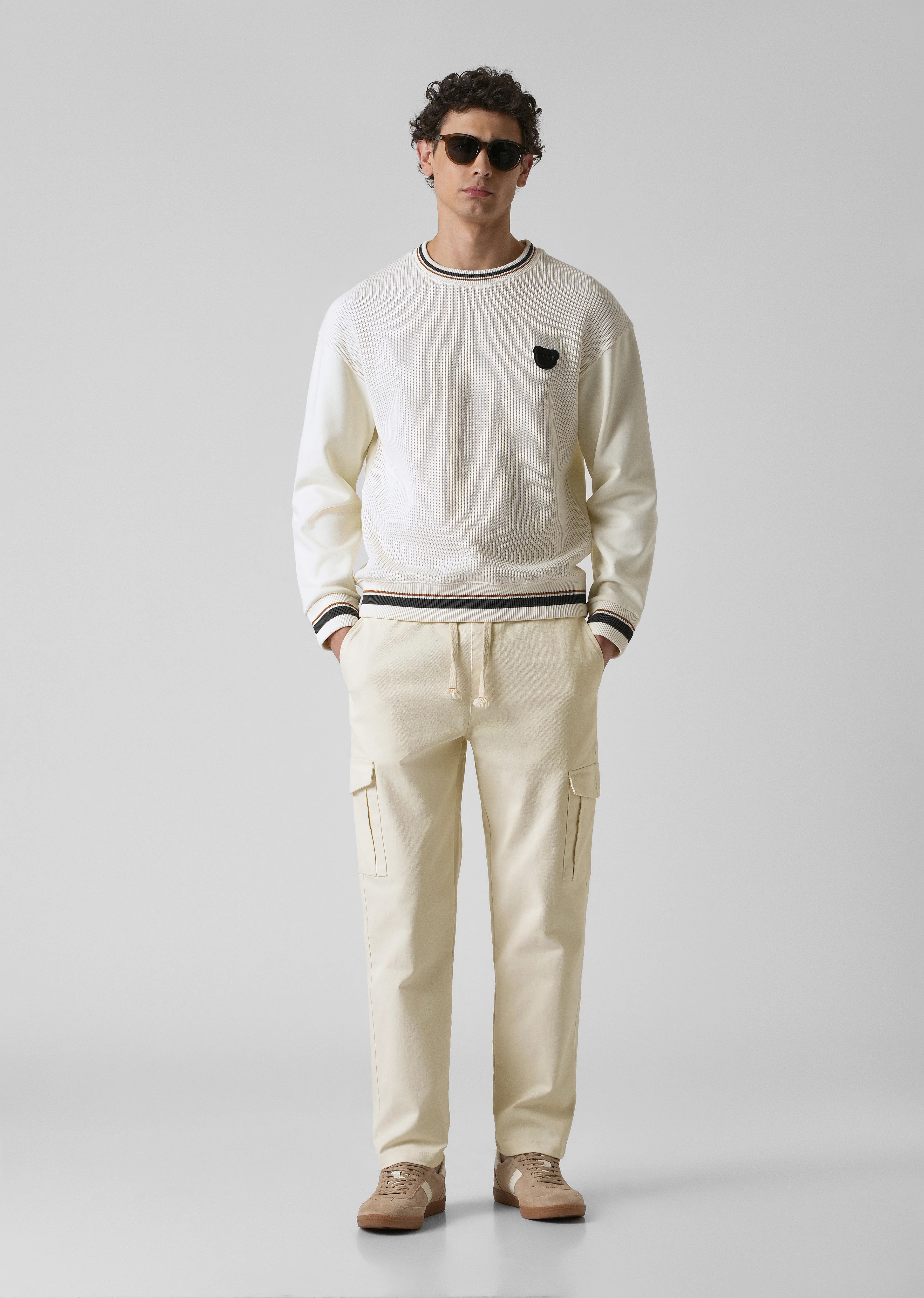 Cream Regular Fit Cargo Pant - Image 6