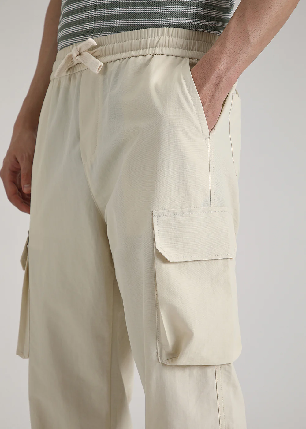 Cream Relaxed Fit Cargo Pant - Image 2