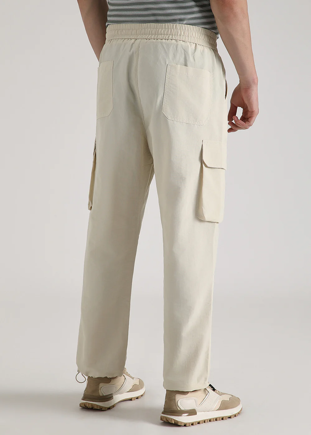 Cream Relaxed Fit Cargo Pant - Image 5