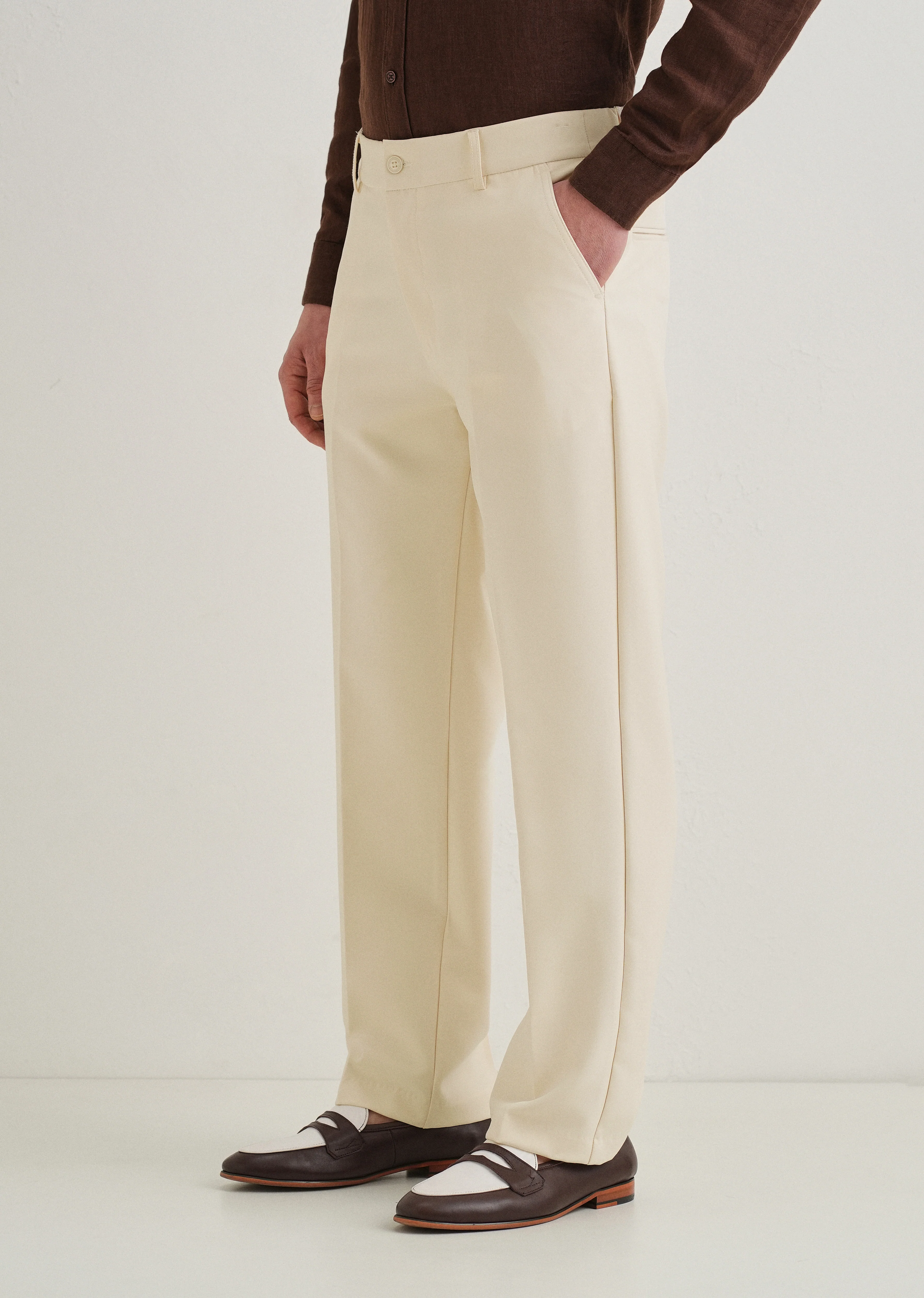 Cream Relaxed Fit Trousers - Image 5