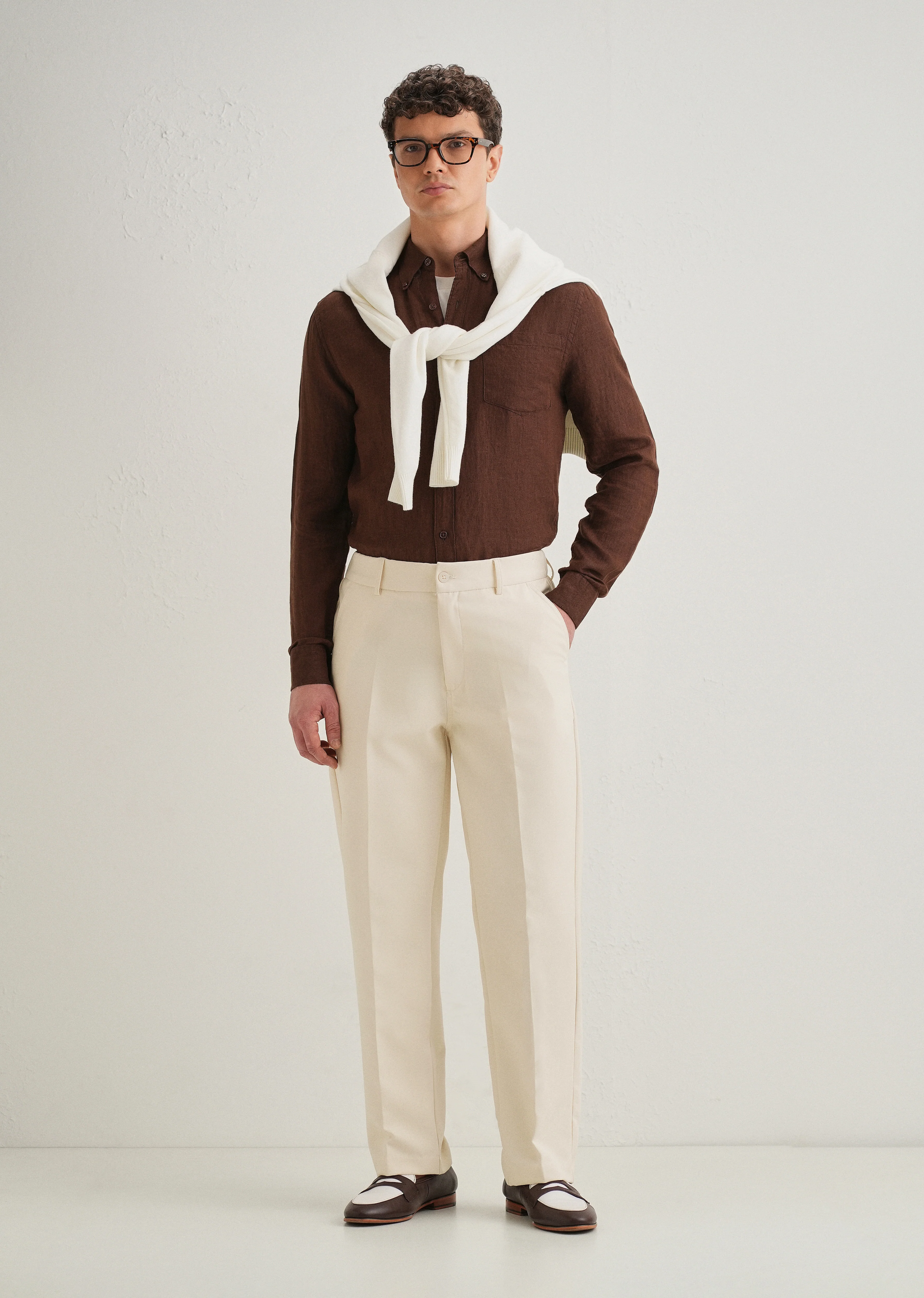 Cream Relaxed Fit Trousers - Image 6