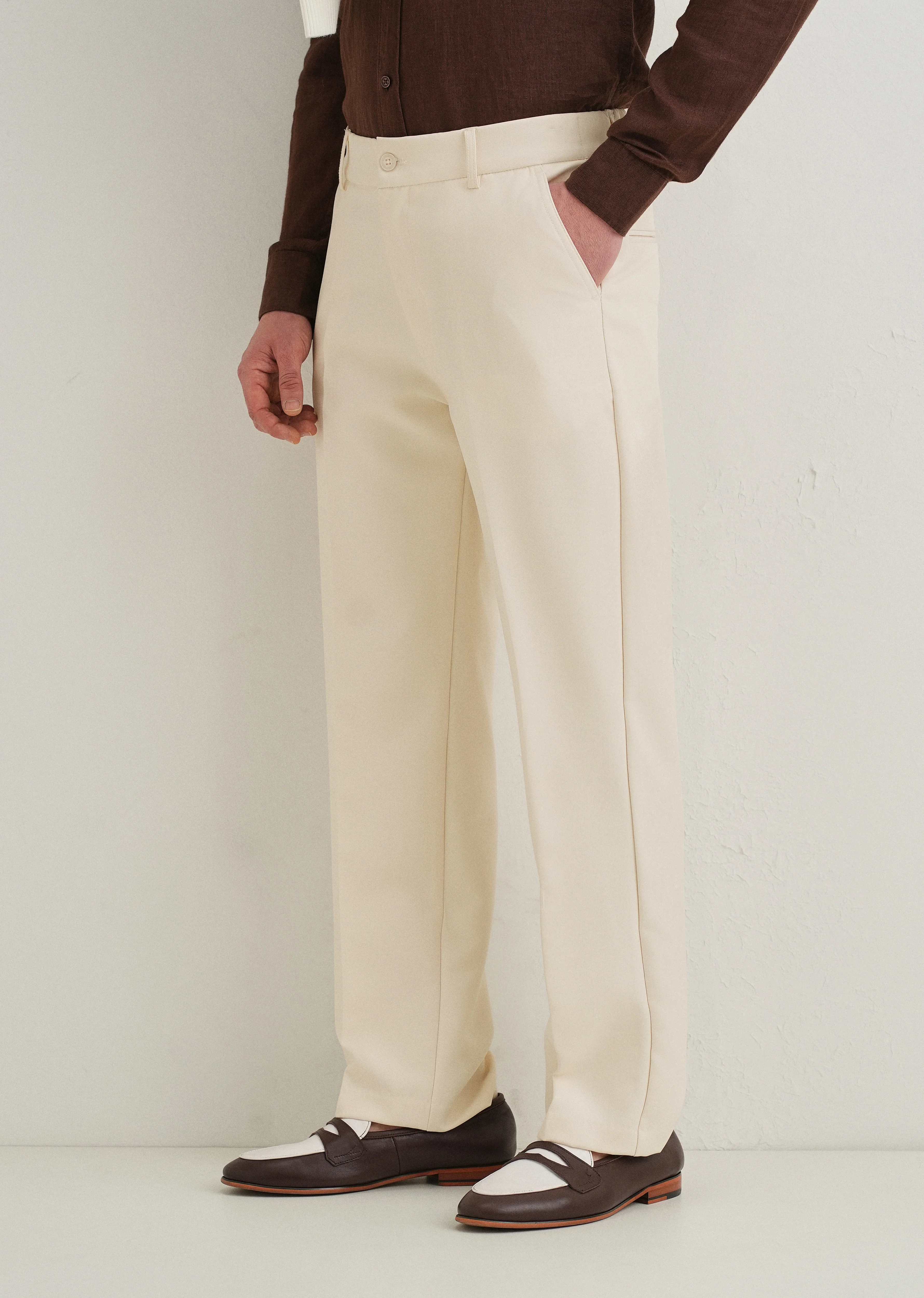 Cream Relaxed Fit Trousers - Image 7