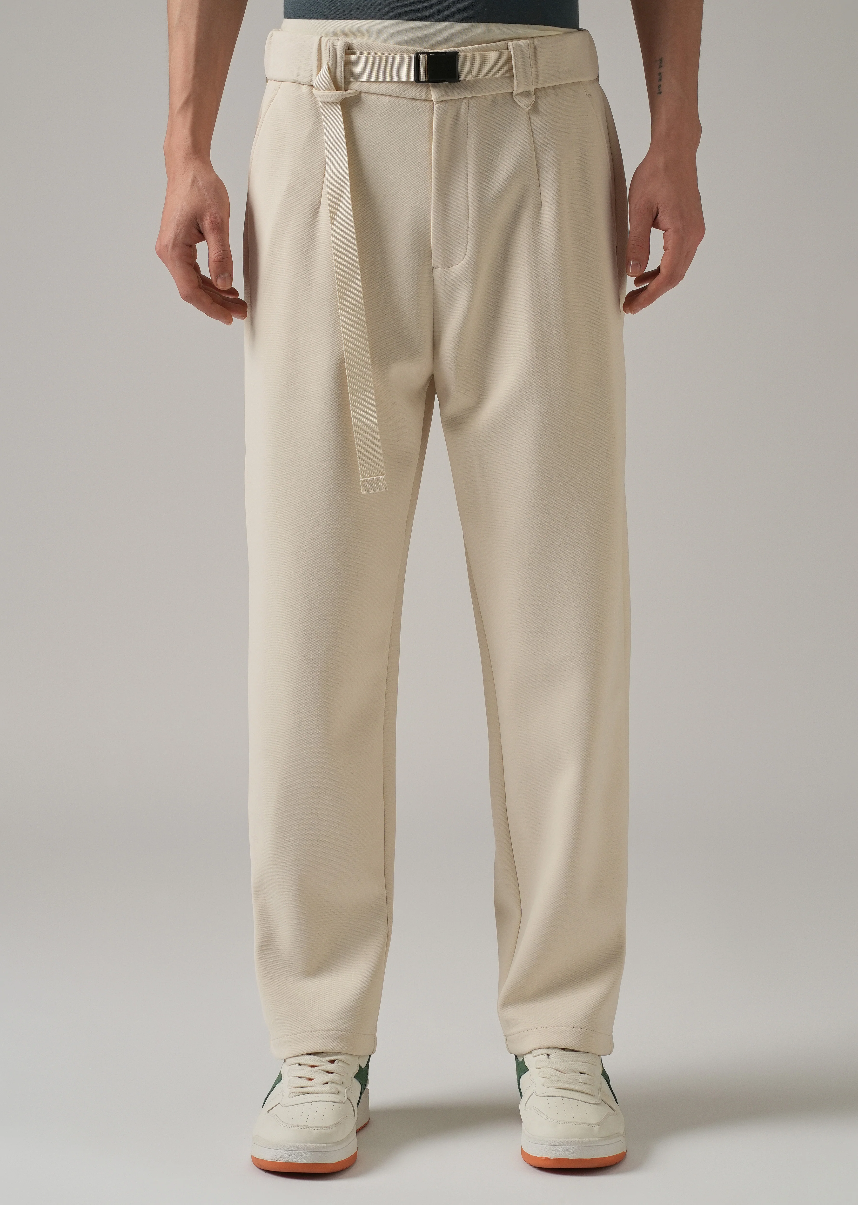 Cream Stretch Elasticated Pant - Image 3