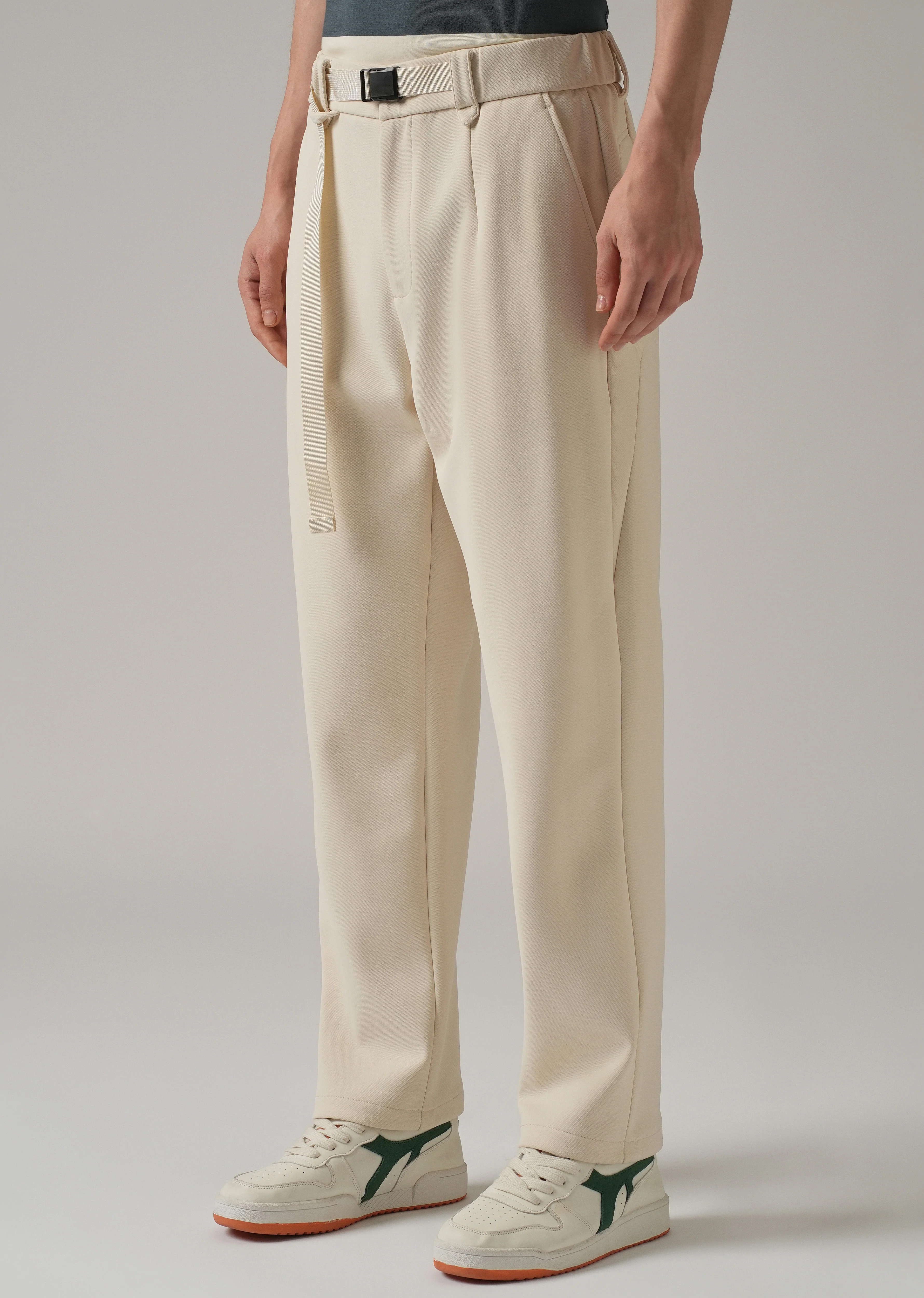 Cream Stretch Elasticated Pant - Image 4