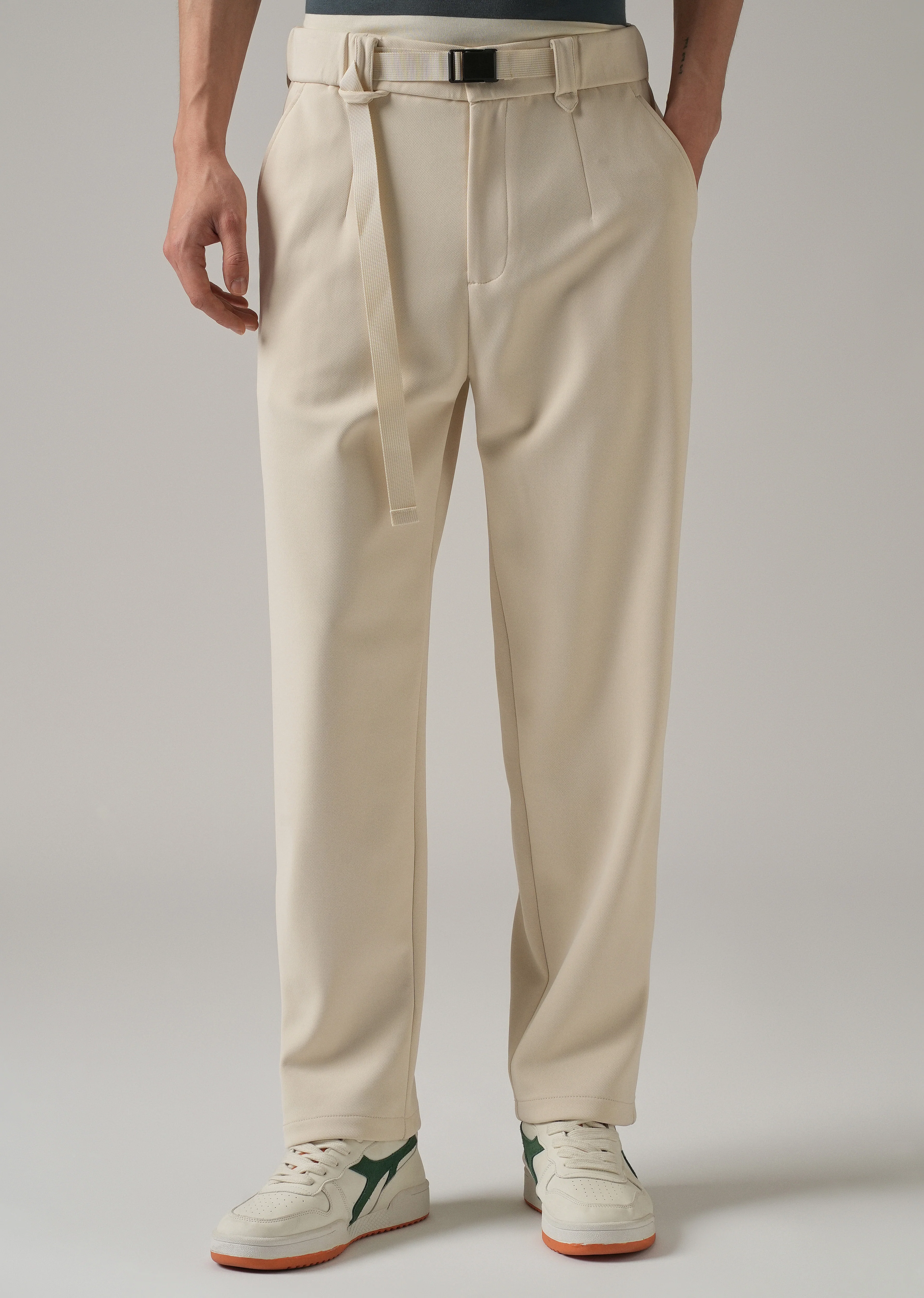 Cream Stretch Elasticated Pant - Image 7