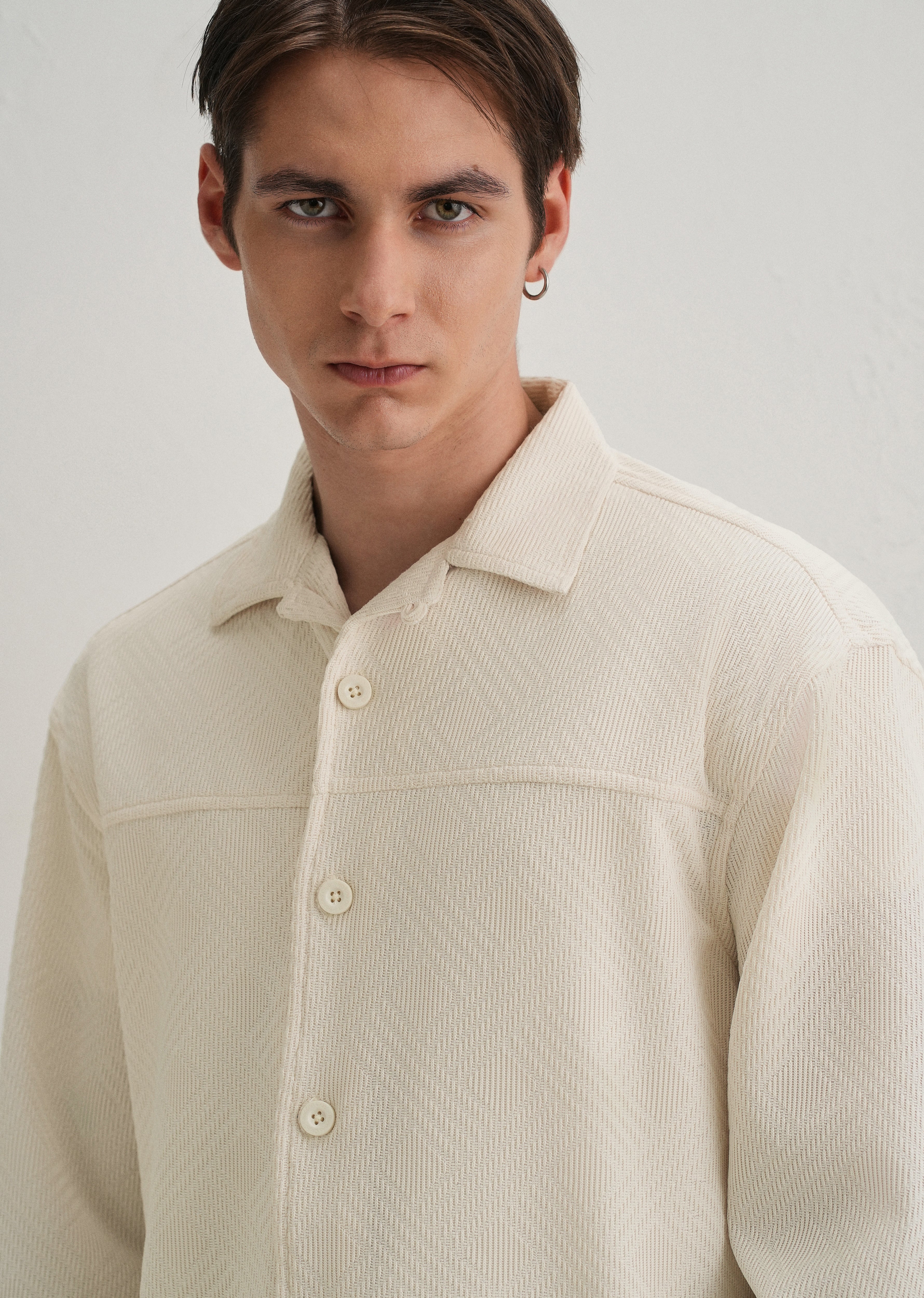 Cream Textured Knit Shacket - Image 3
