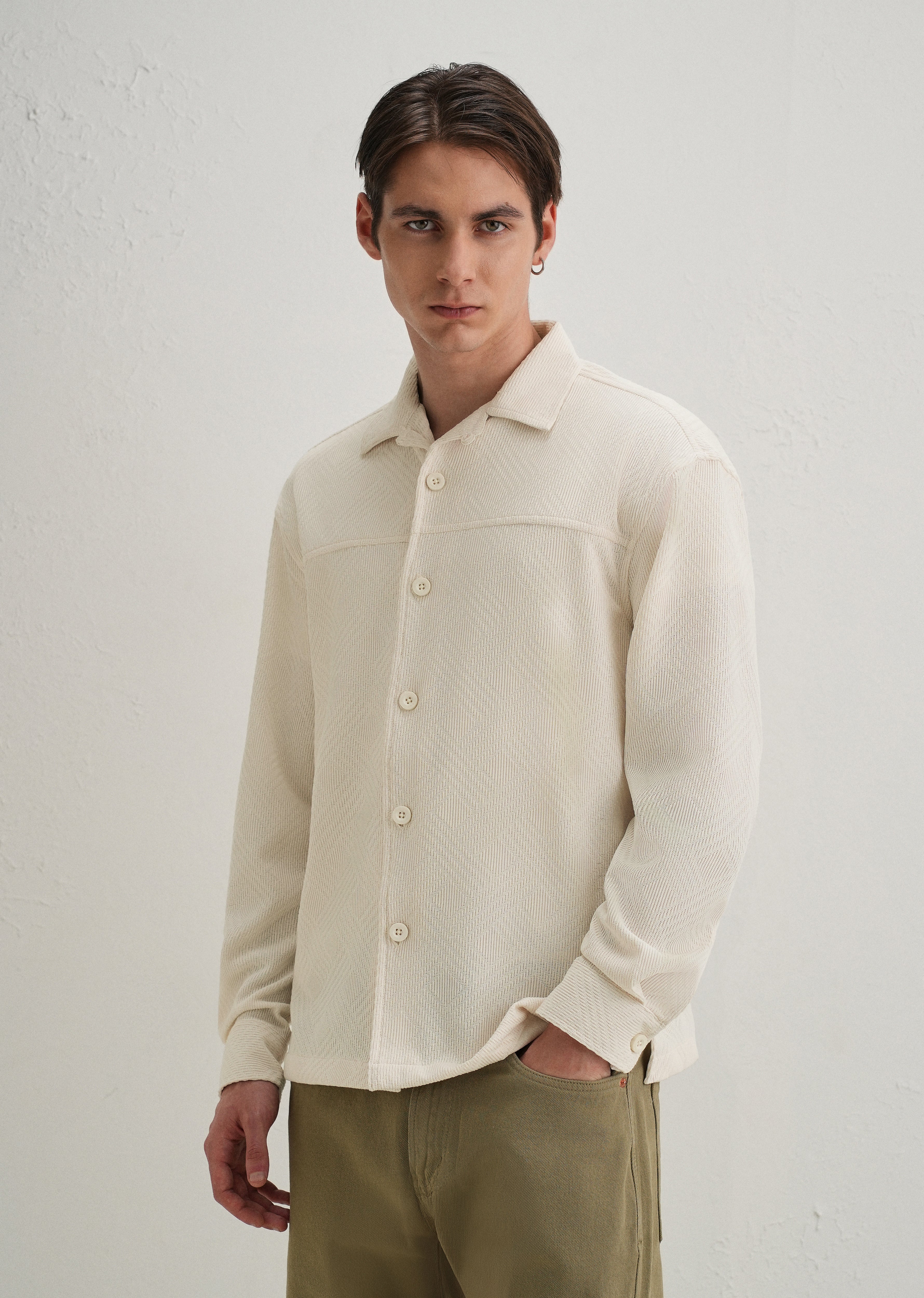 Cream Textured Knit Shacket - Image 6