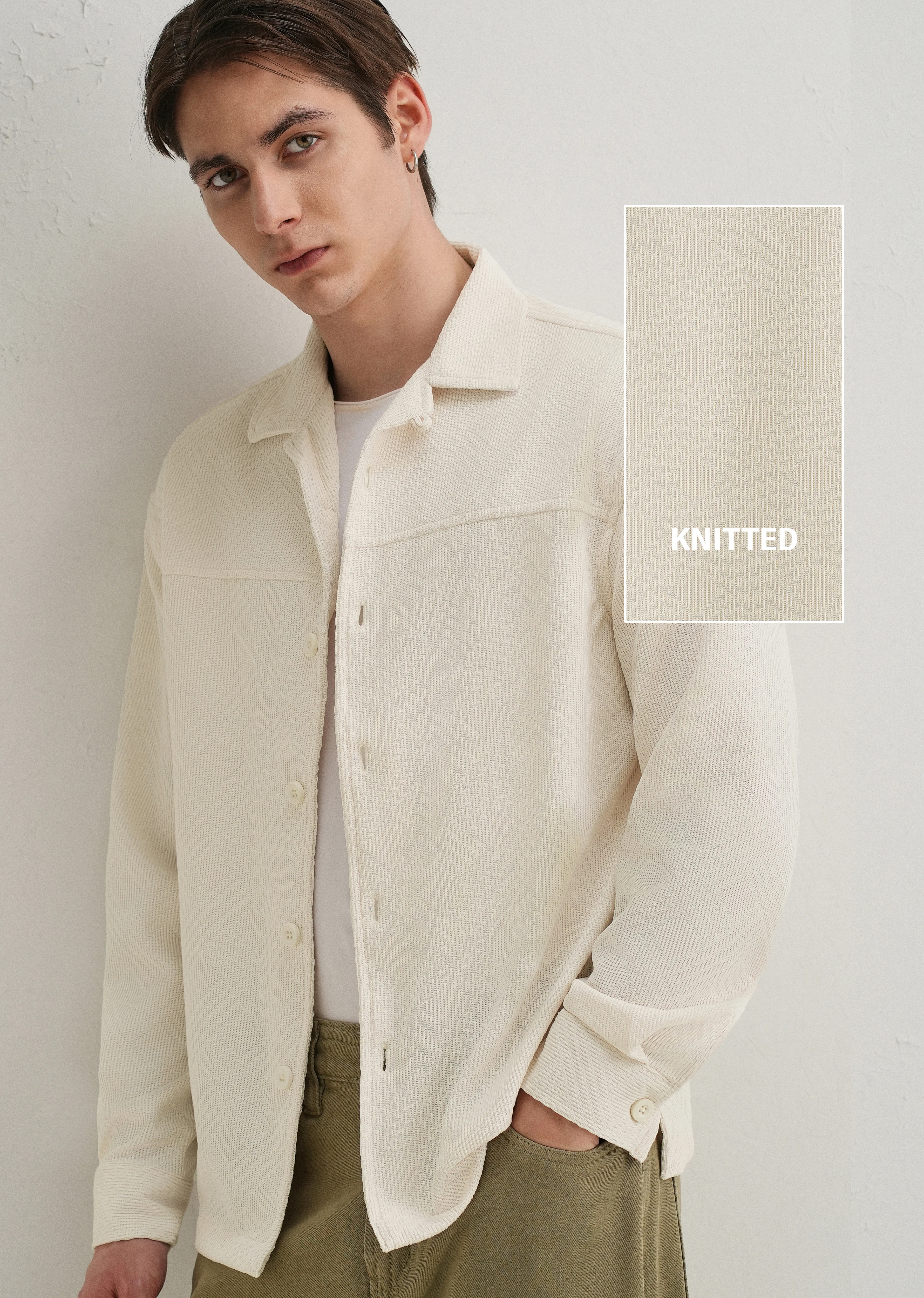 Cream Textured Knit Shacket - Image 8