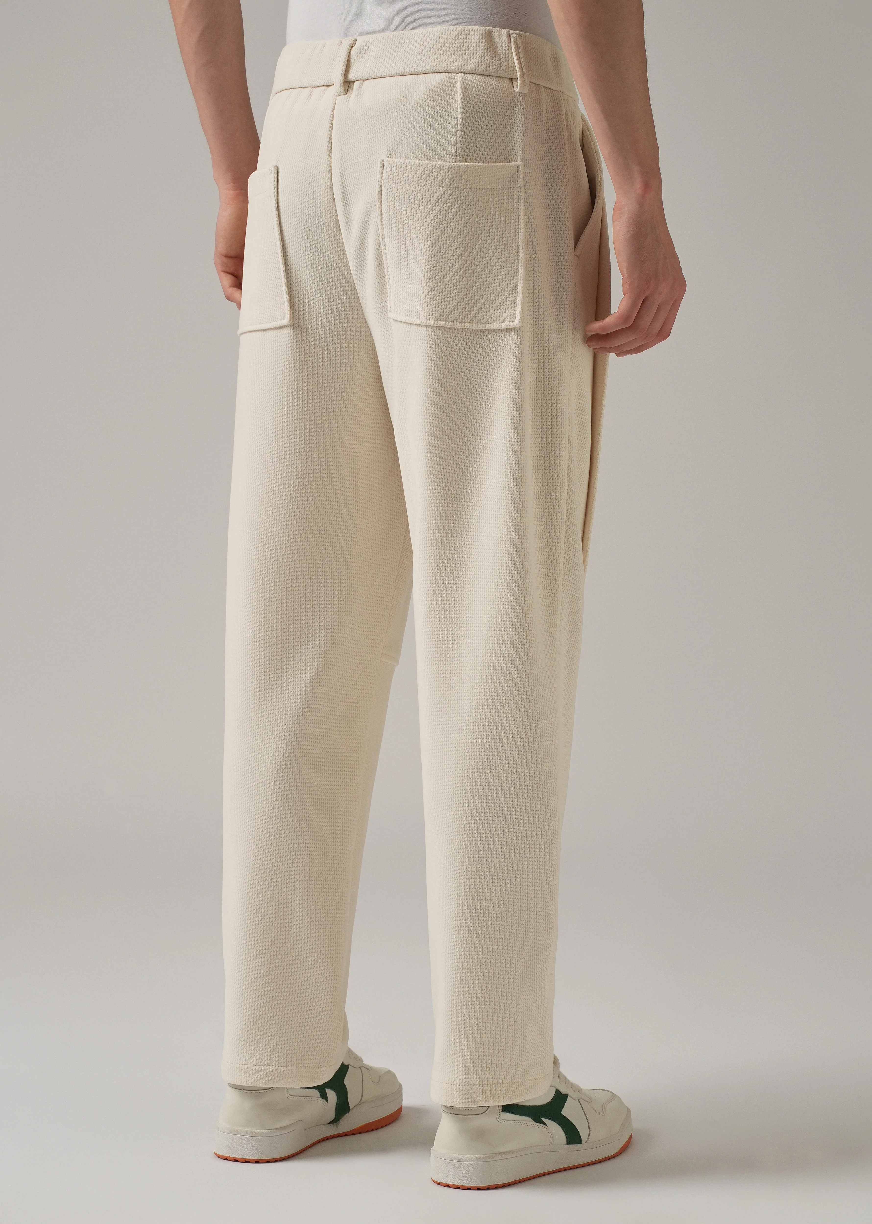 Cream Textured Suede Drawstring Pant - Image 2