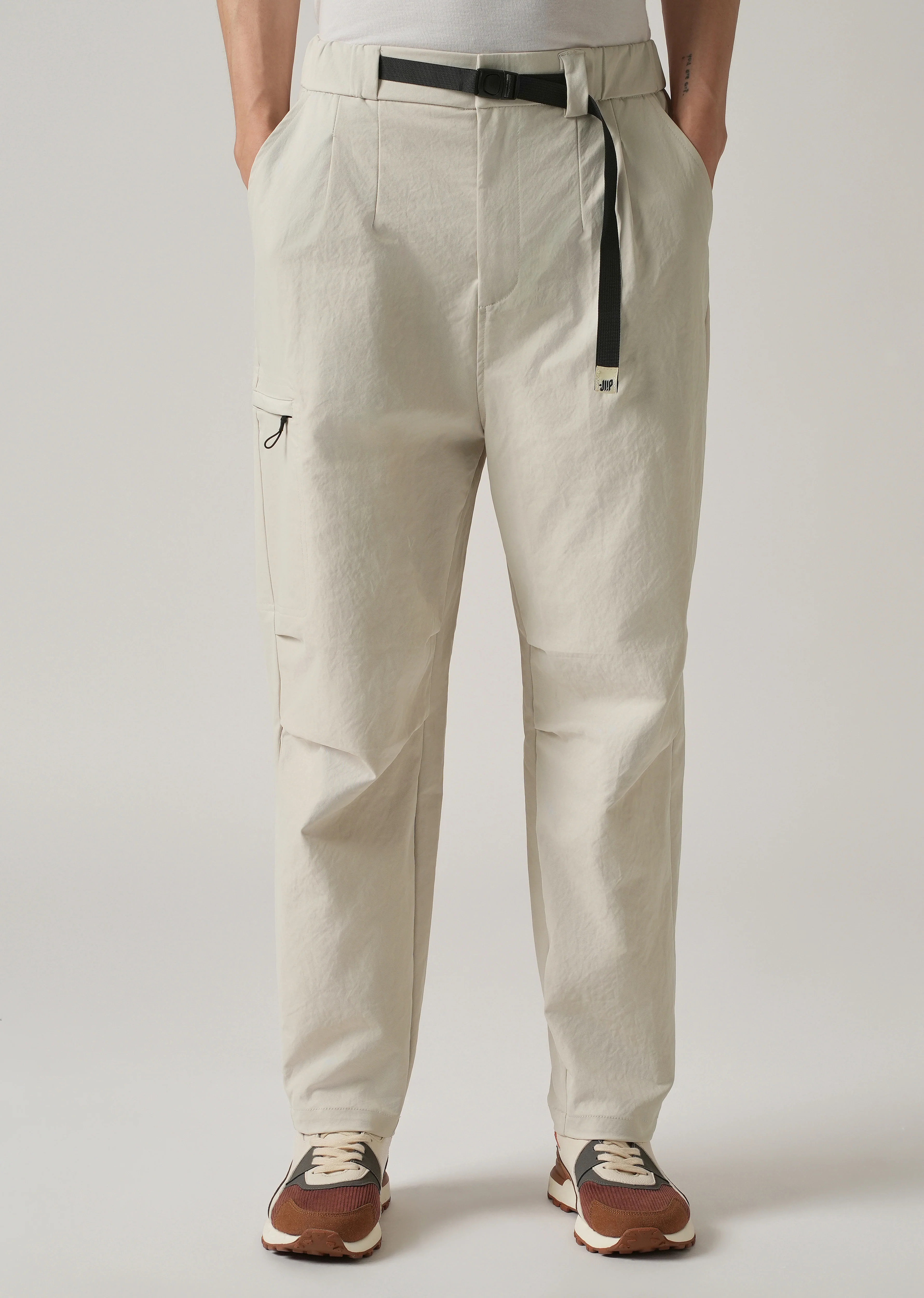 Cream Twill Belt Relaxed Fit Pant - Image 7
