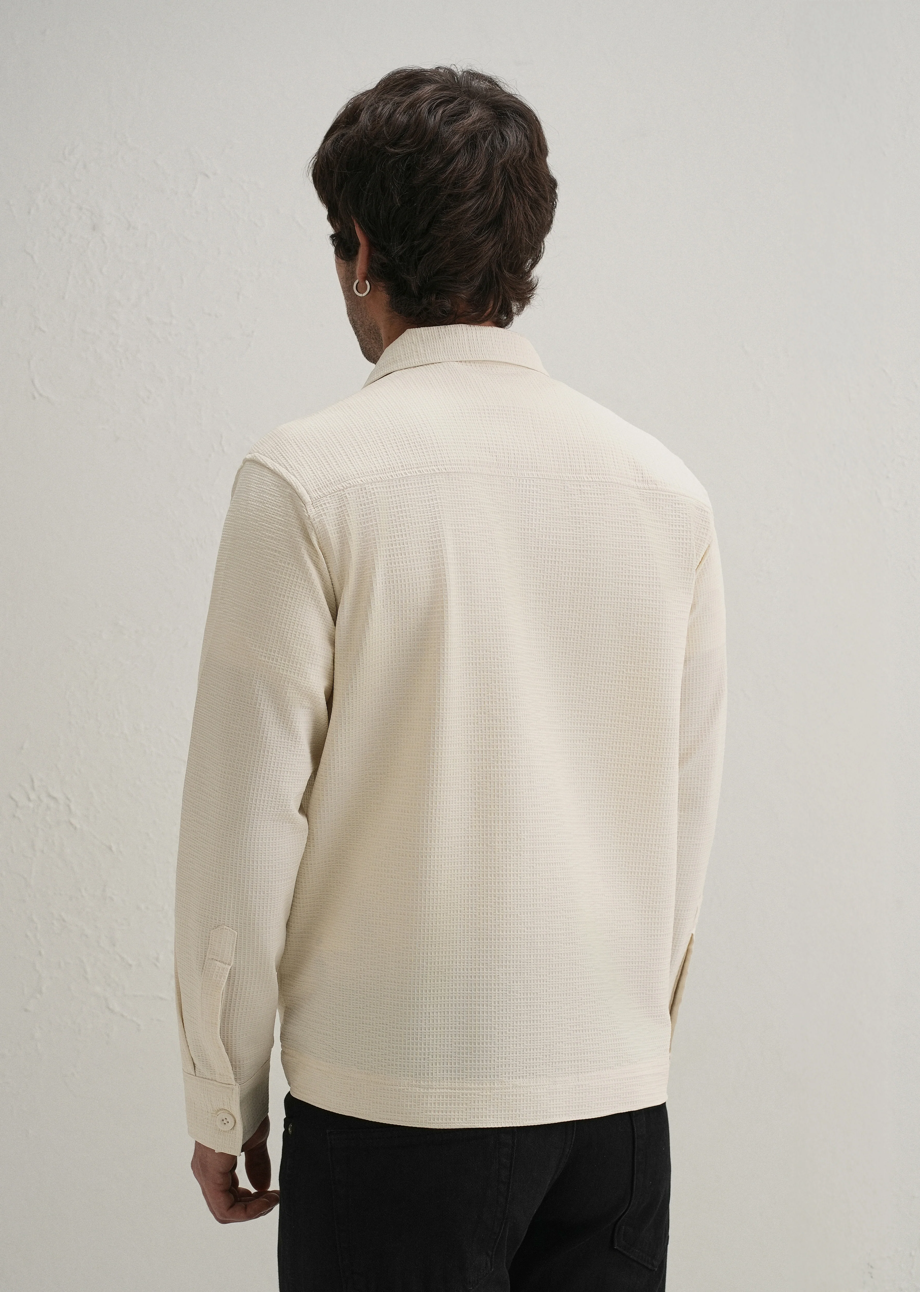 Cream Waffle Textured Shacket - Image 2