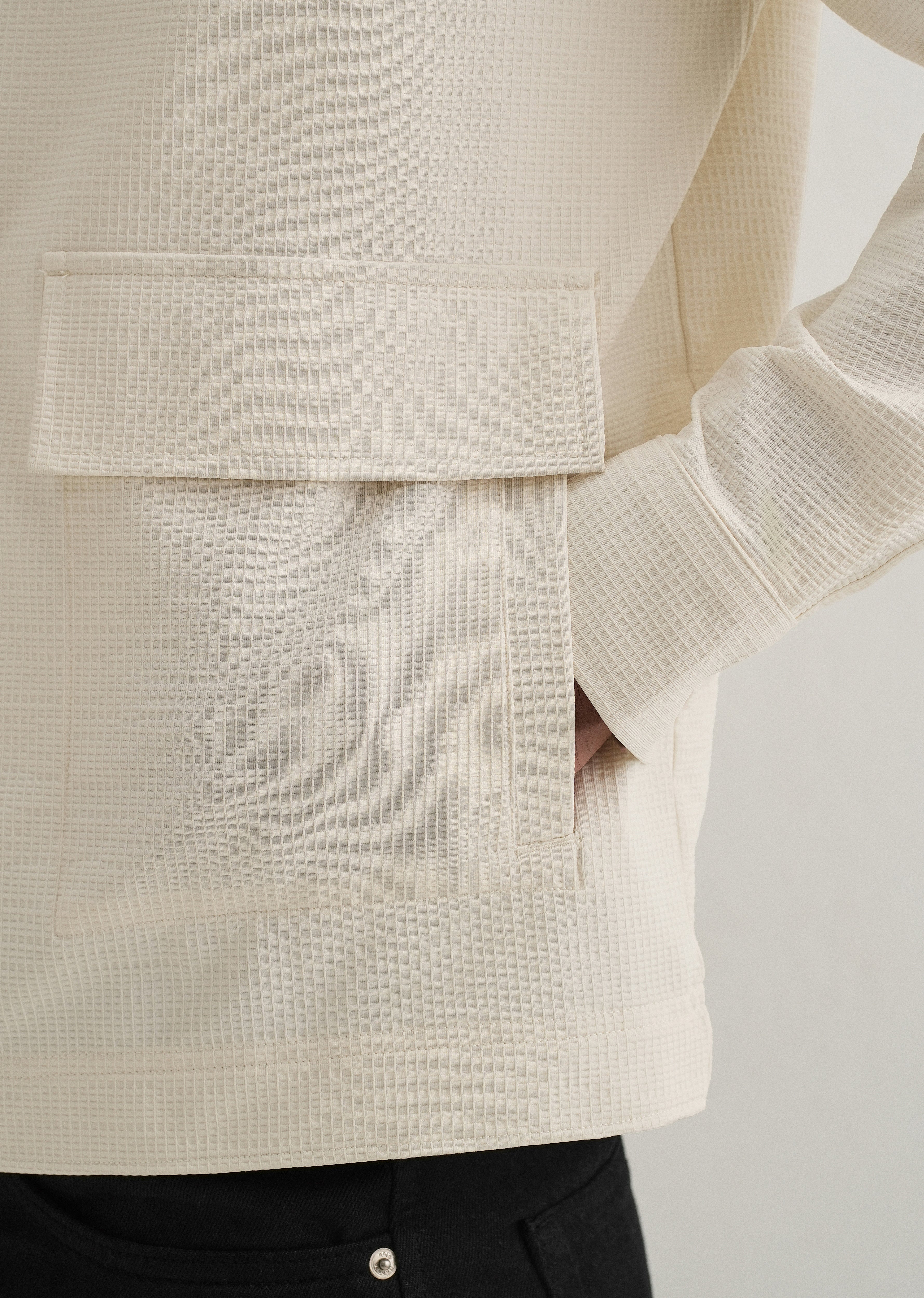 Cream Waffle Textured Shacket - Image 5