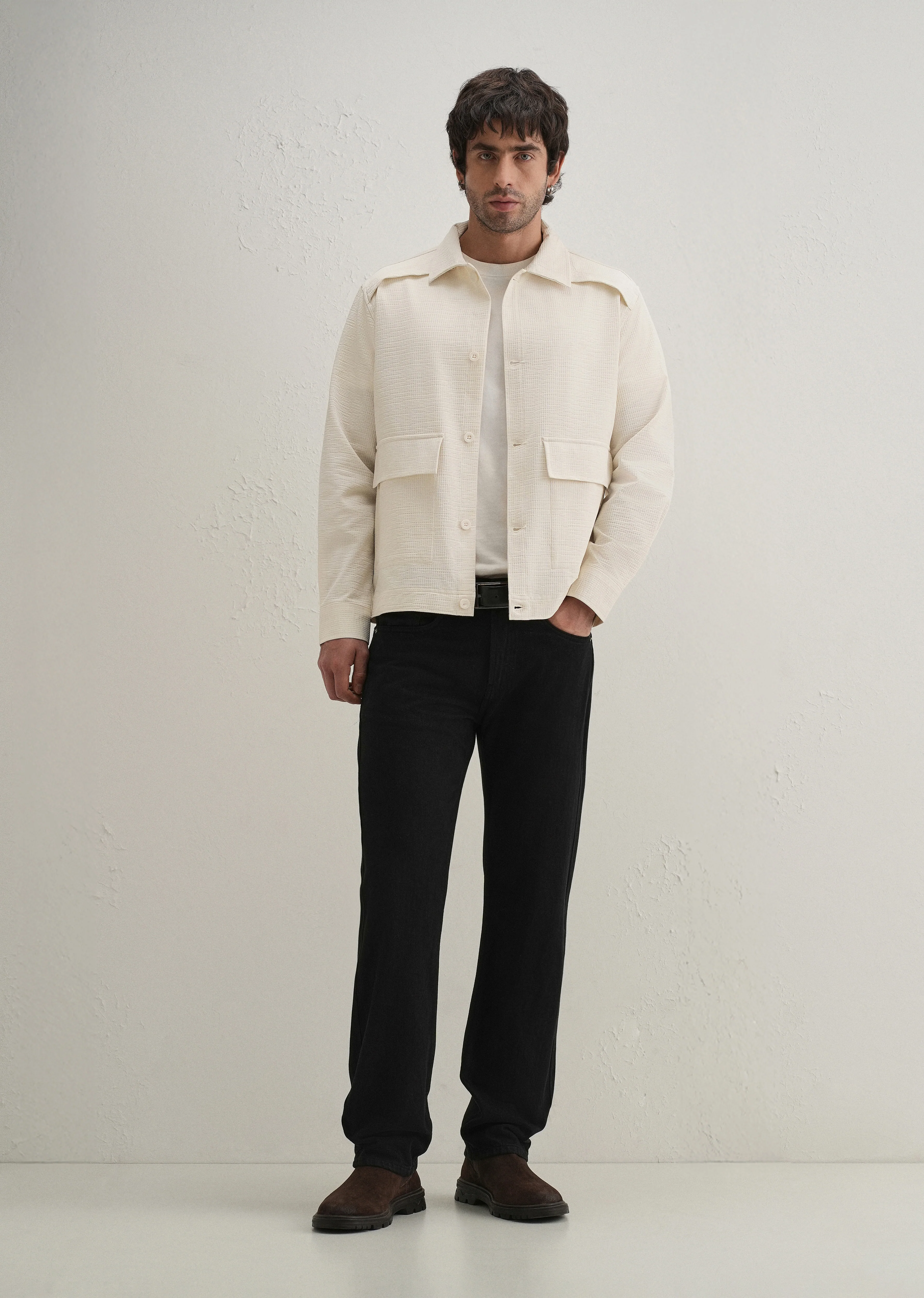 Cream Waffle Textured Shacket - Image 7