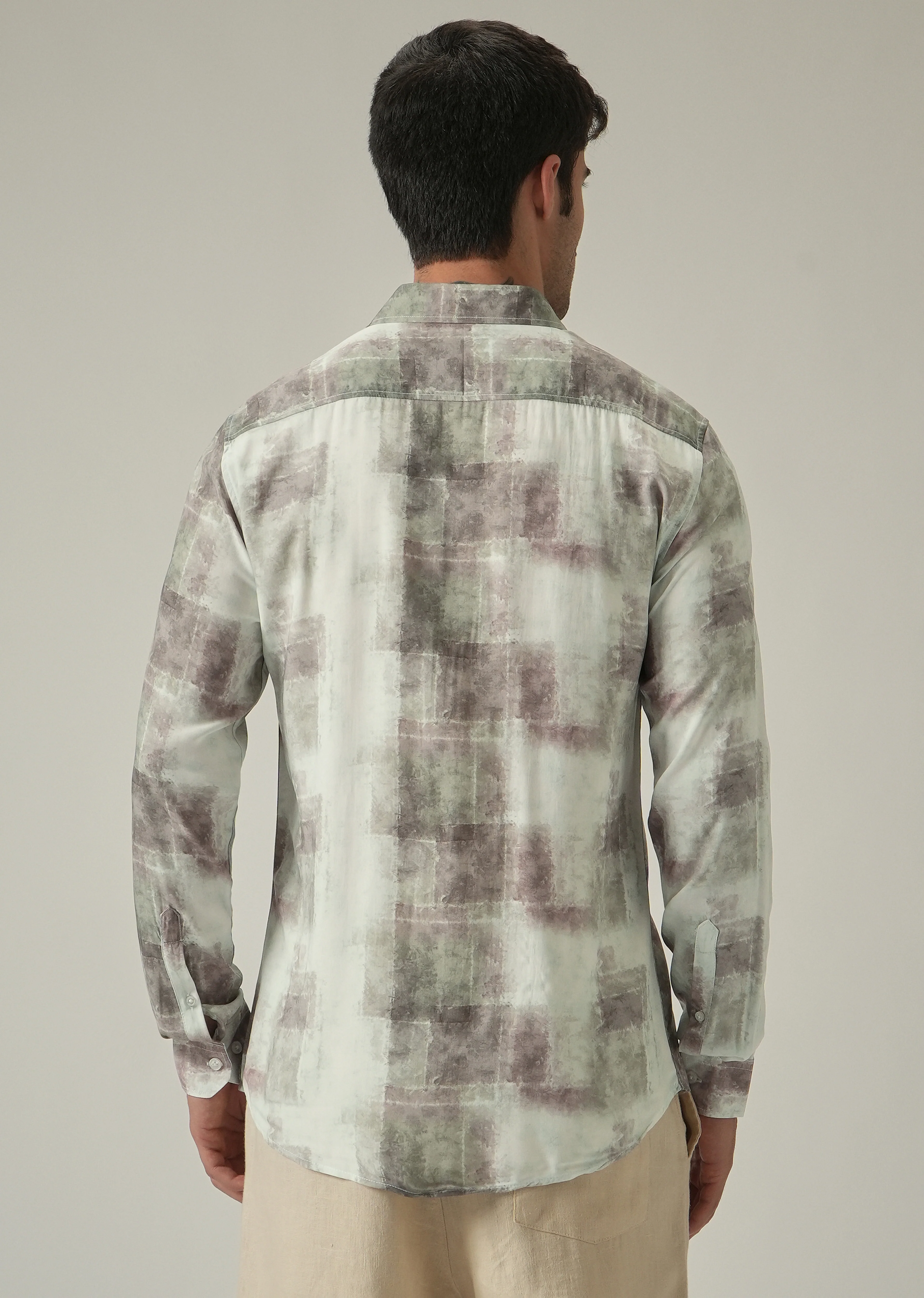 Cream Washed Print Shirt - Image 2