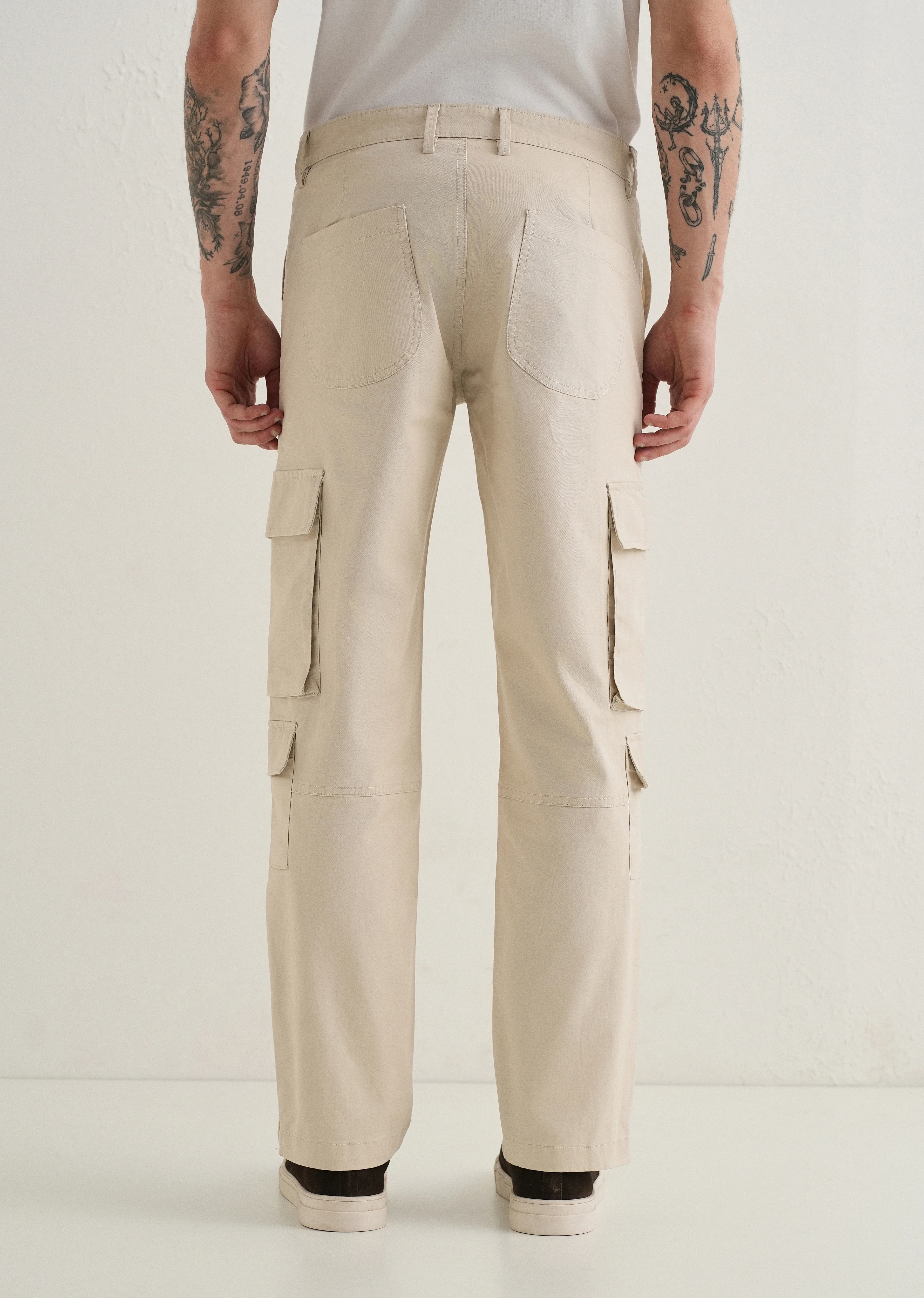 Cream Zipper Cargo Pant - Image 2
