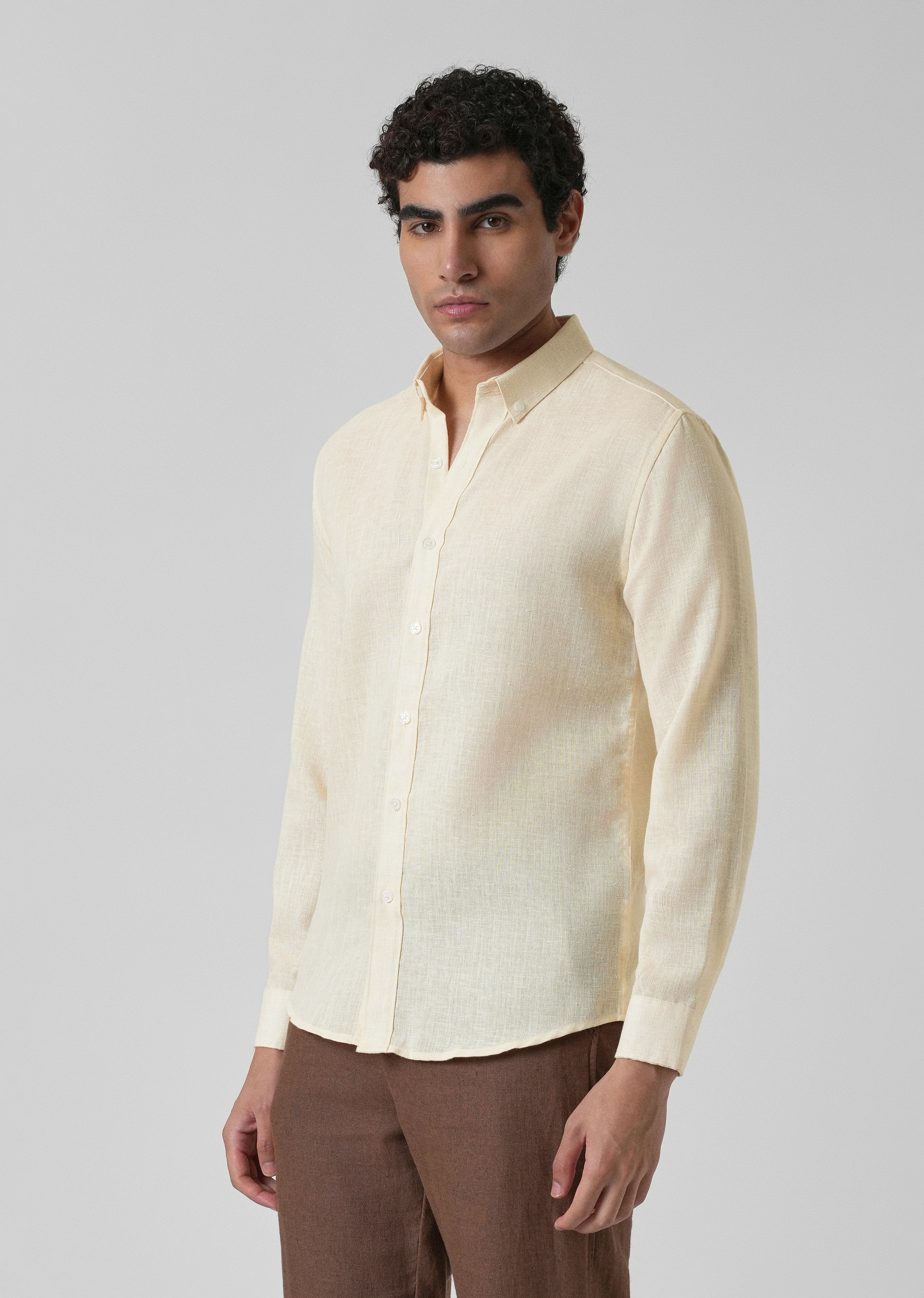 Creamish Yellow Blended Linen Shirt - Image 4