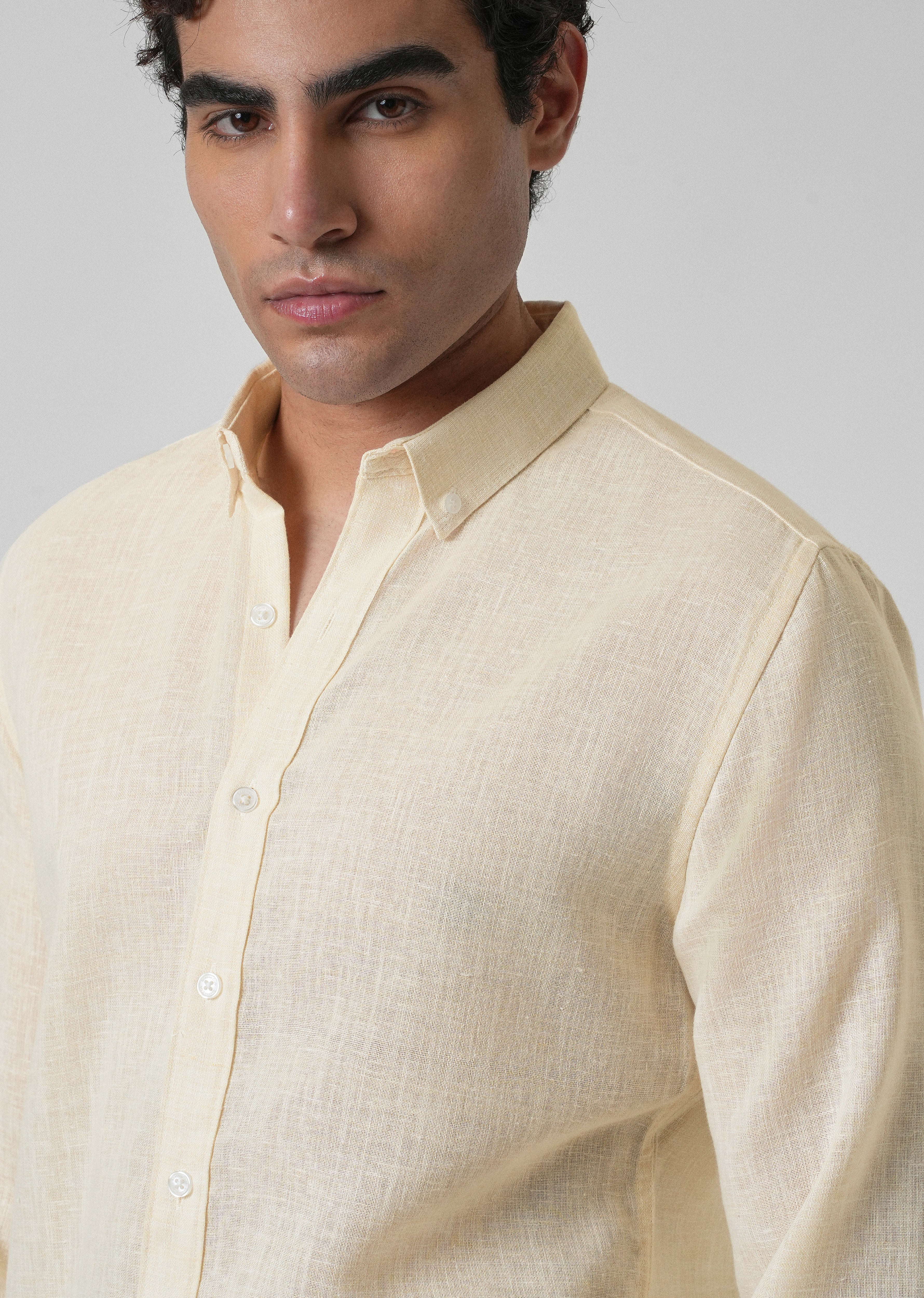 Creamish Yellow Blended Linen Shirt - Image 5