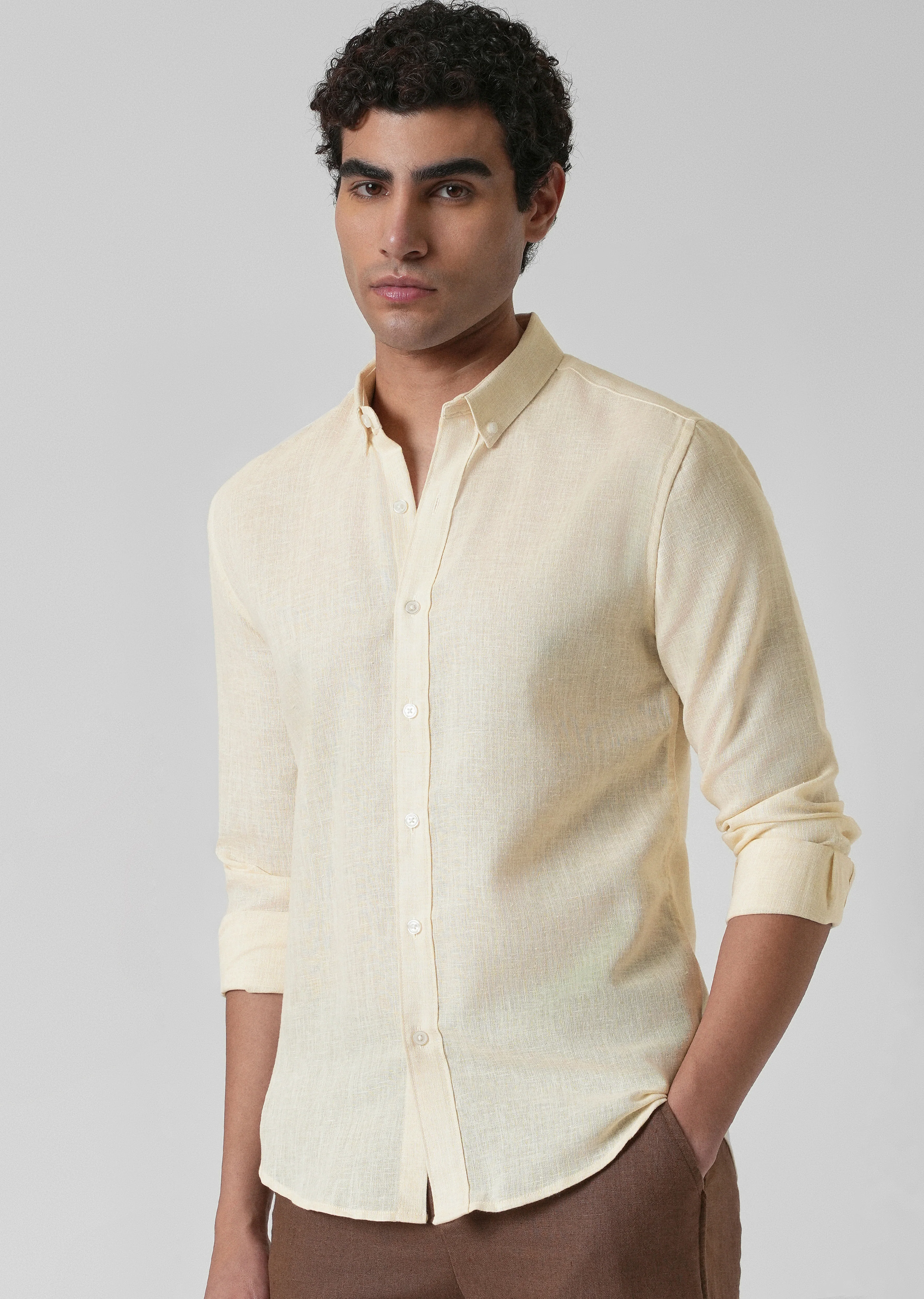 Creamish Yellow Blended Linen Shirt - Image 7