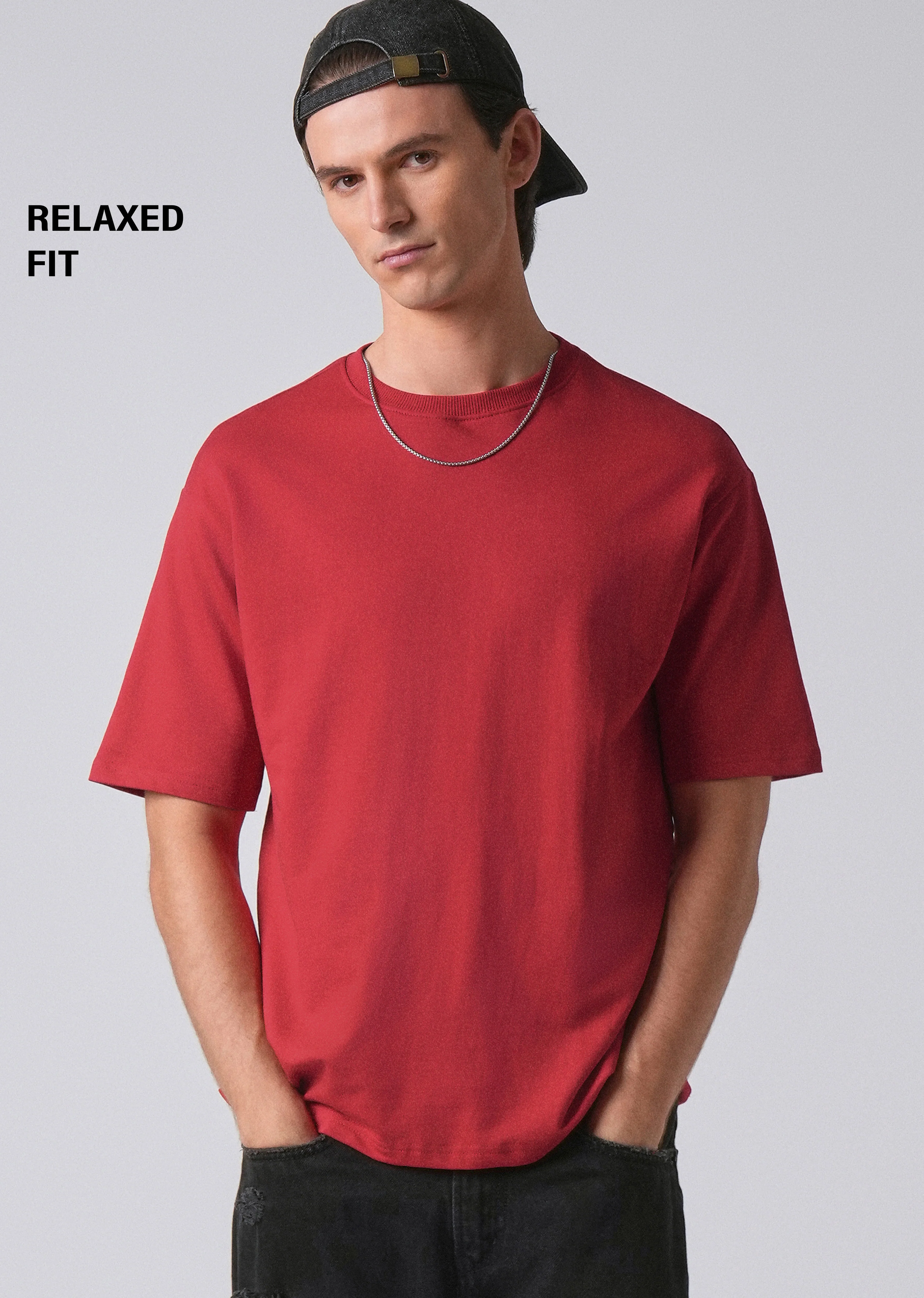 Crimson Red Basic Relaxed Fit T-shirt - Image 7