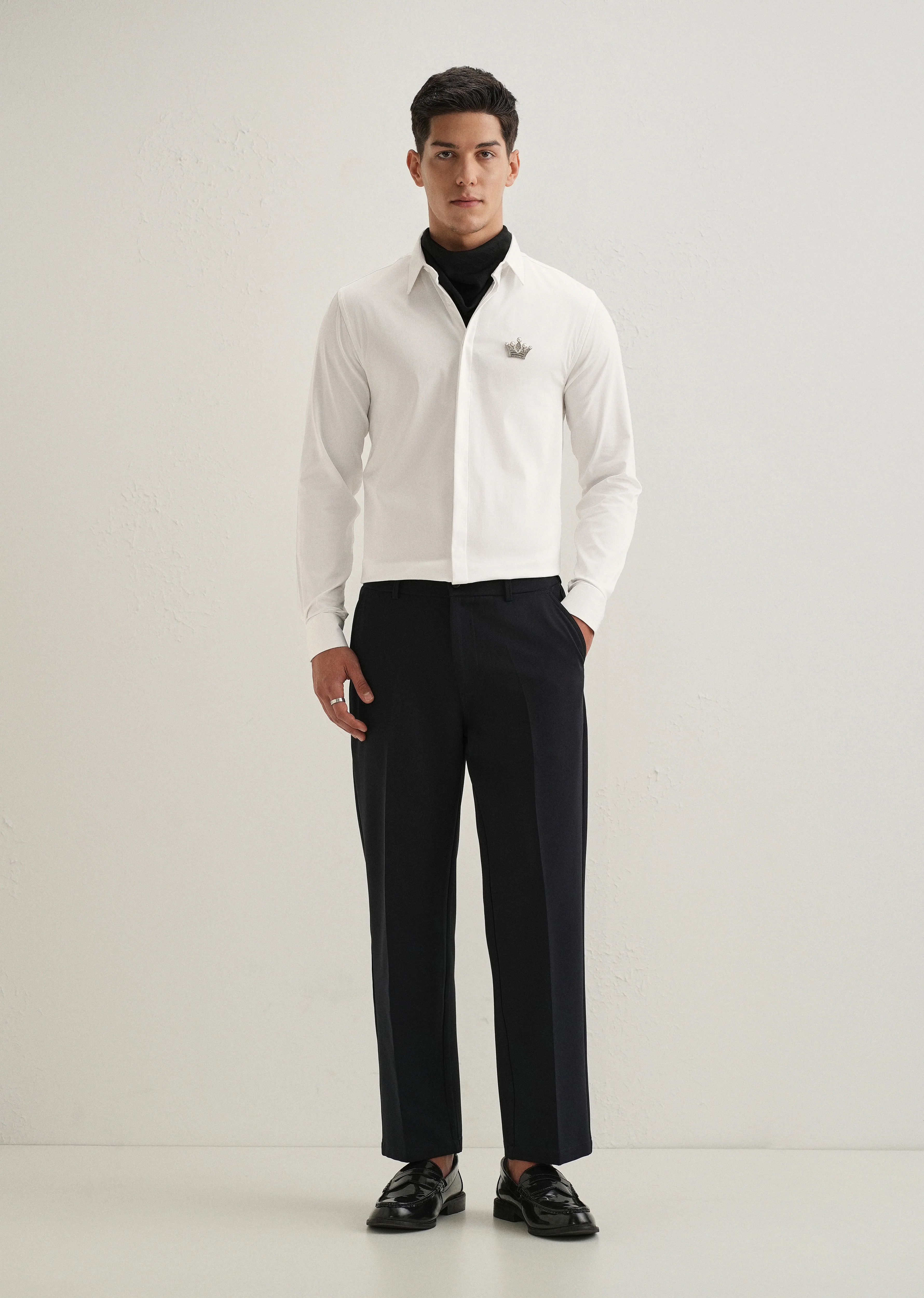 Crown Embellished White Designer Shirt - Image 6