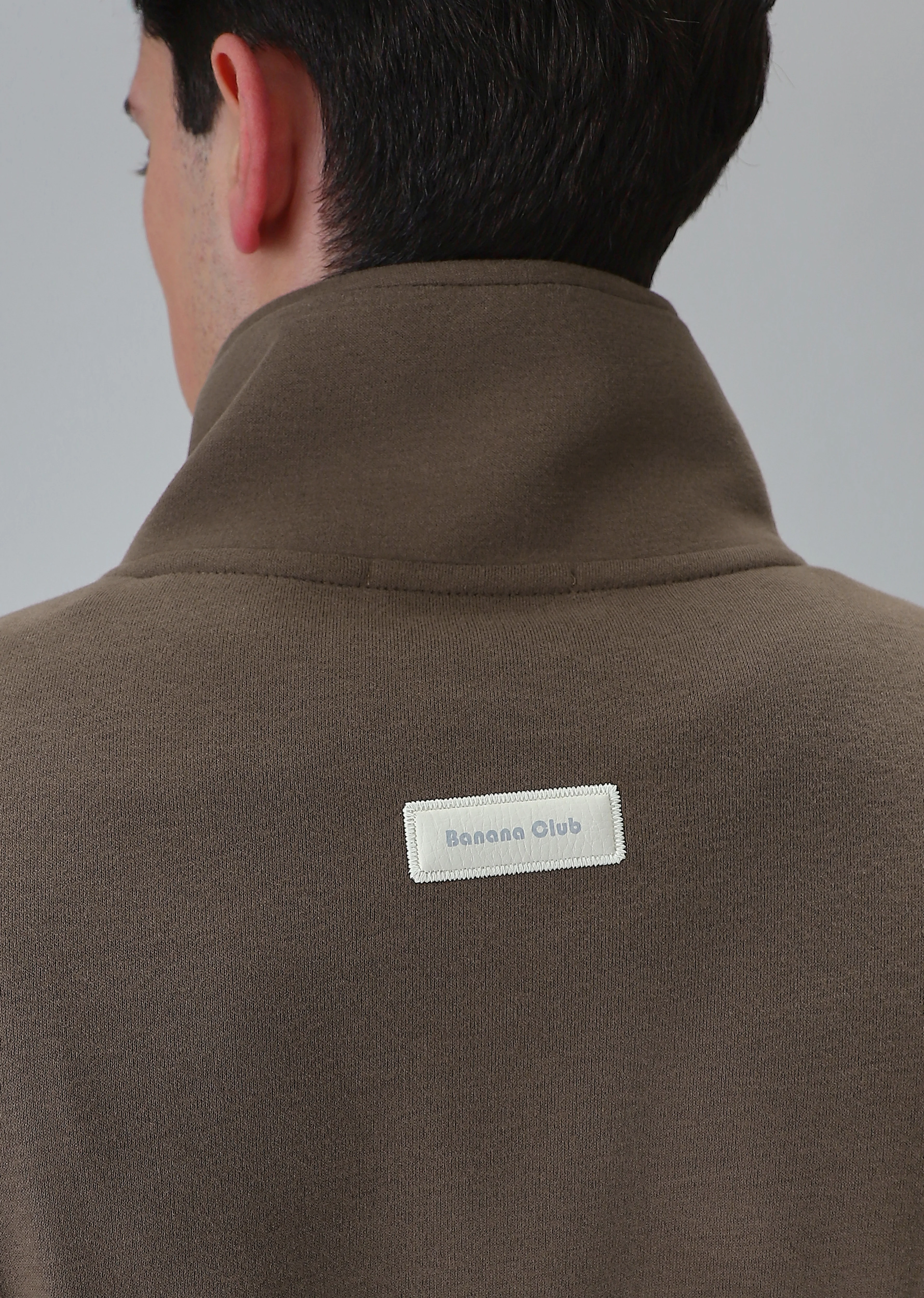 Cut and Sew Brown Zipper Sweatshirt - Image 5
