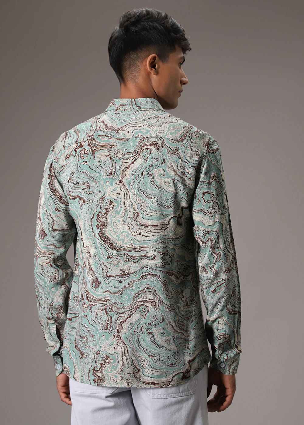 Cyan Marble Wash Feather Shirt - Image 4