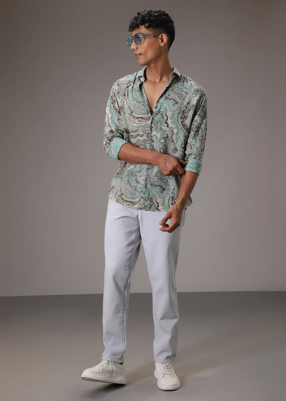 Cyan Marble Wash Feather Shirt - Image 6