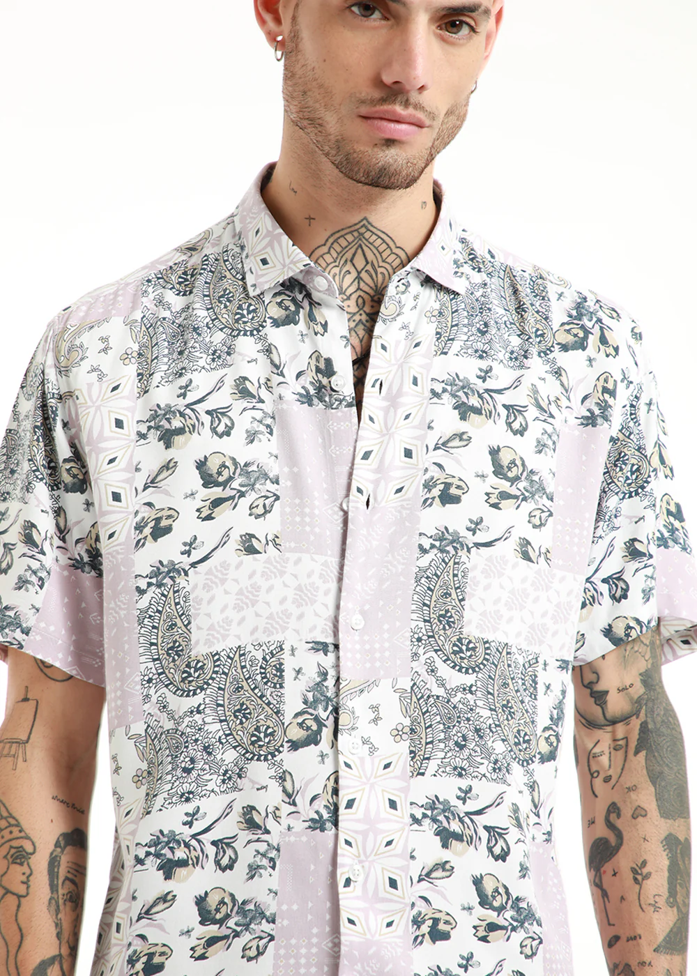 Damask Print Half Sleeve Shirt - Image 3