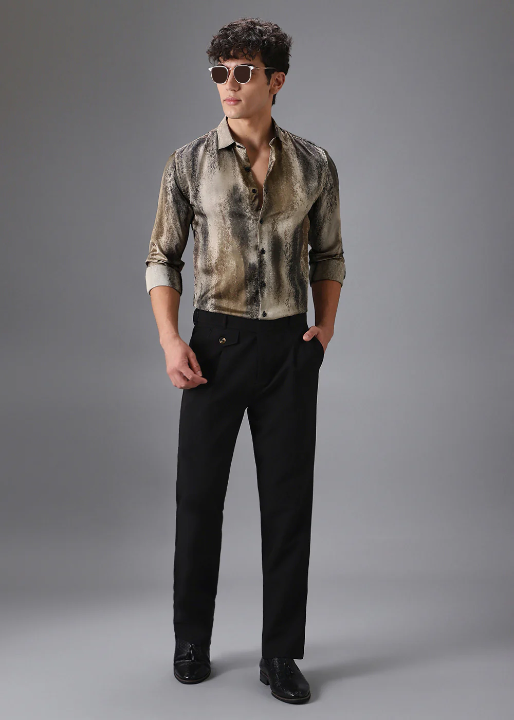 Dark Beige Abstract Printed Shirt - Image 6