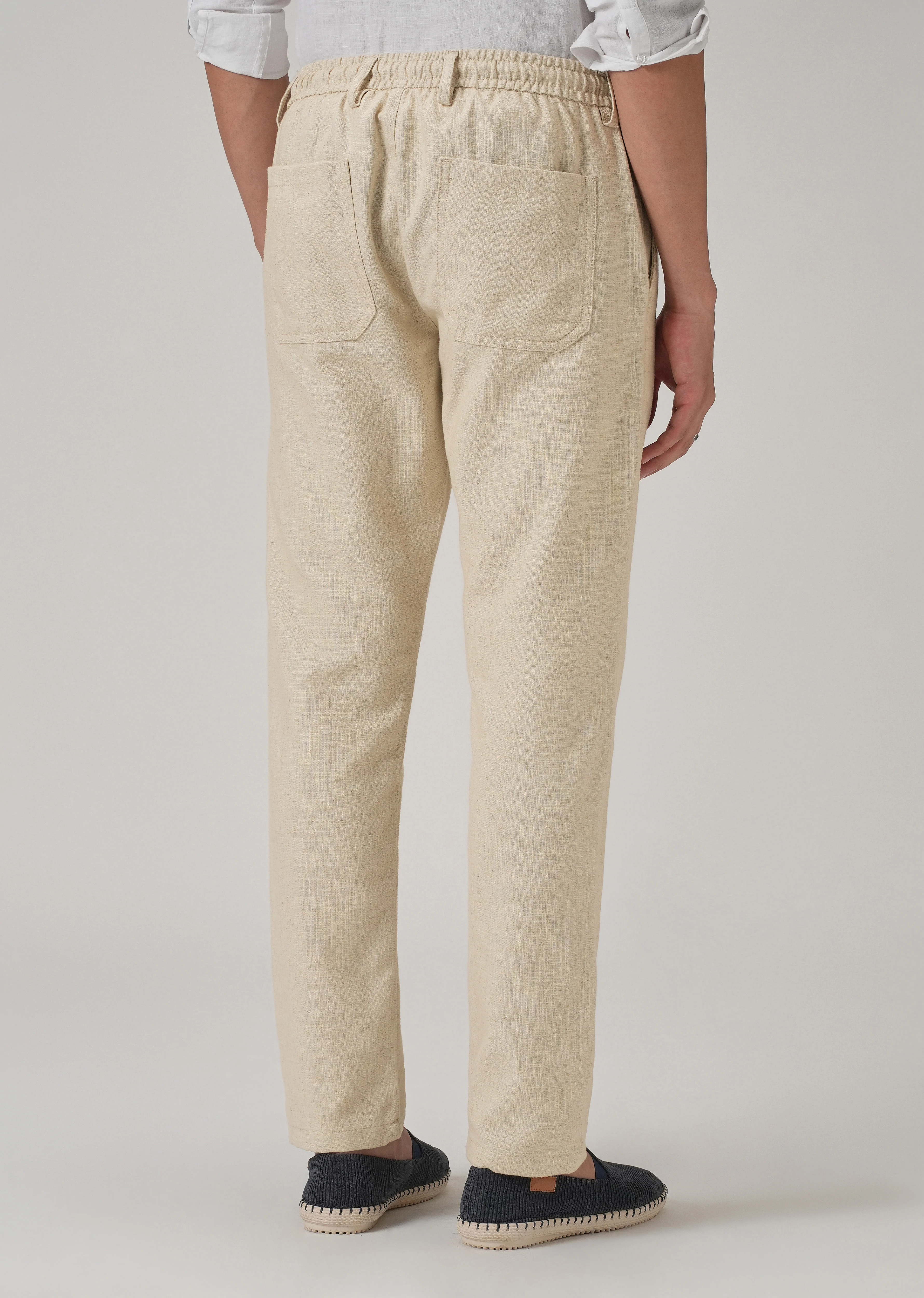 Dark Beige Blended Linen Pant - Image 3