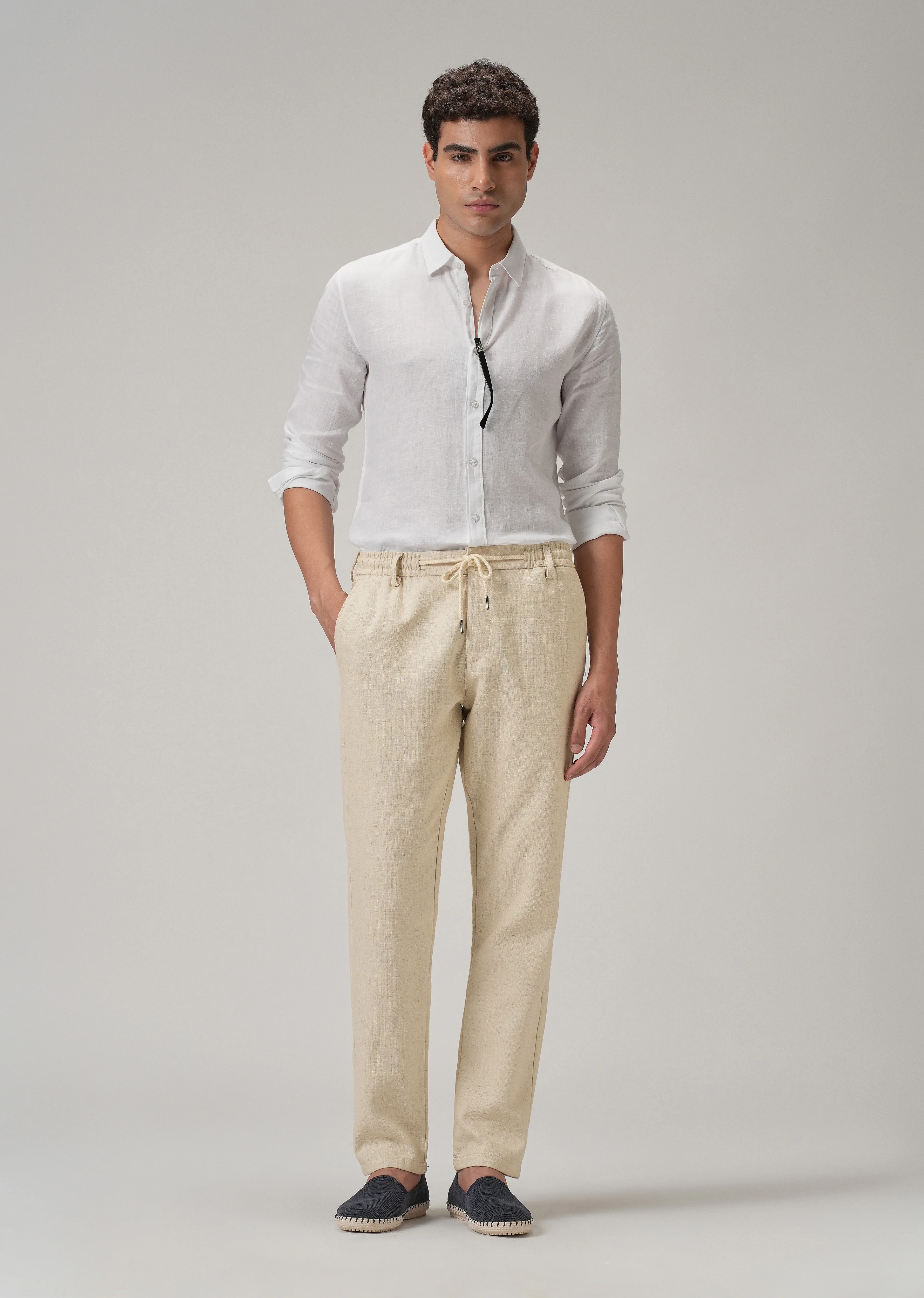 Dark Beige Blended Linen Pant - Image 7