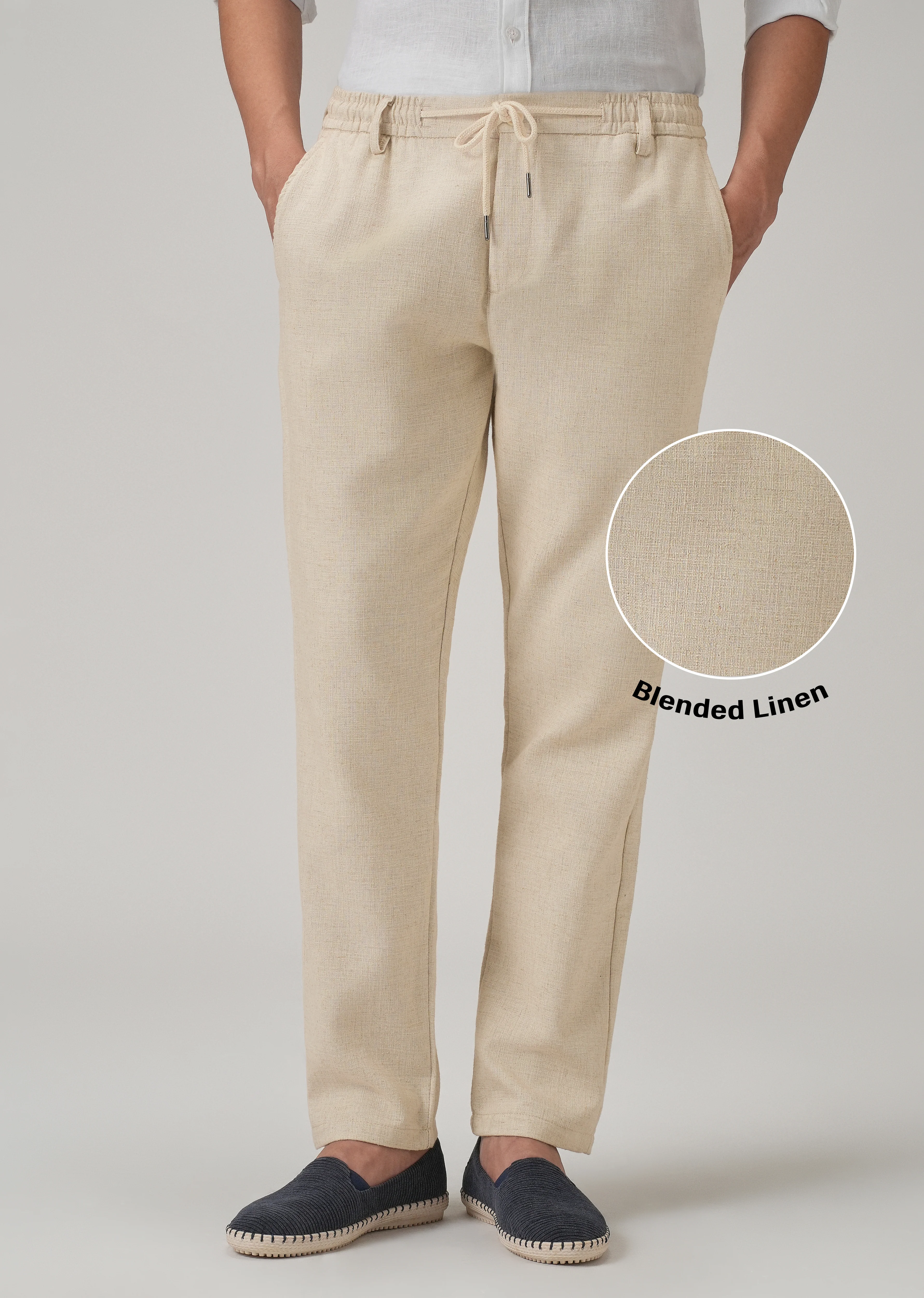 Dark Beige Blended Linen Pant - Image 8