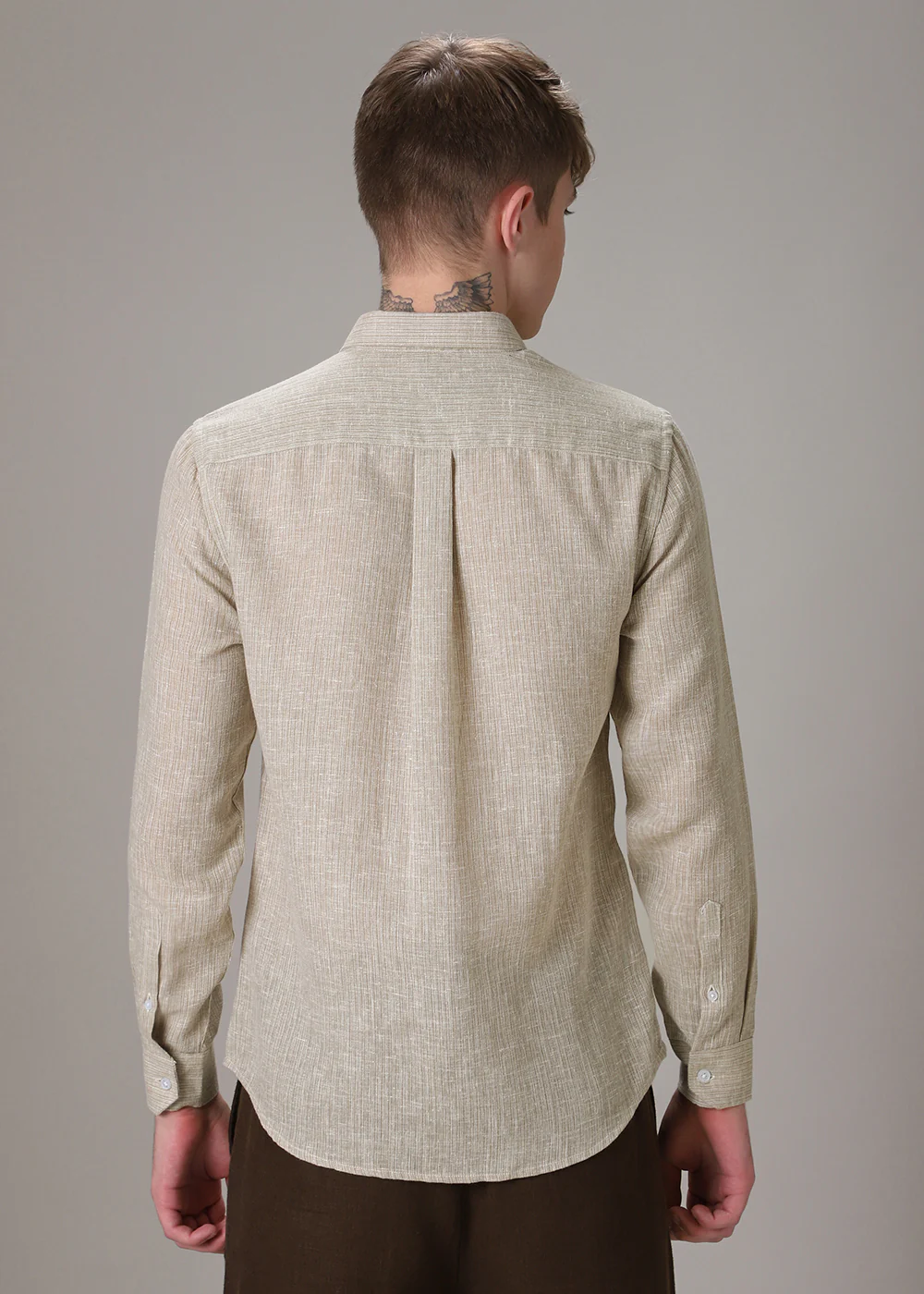 Dark Beige Blended Linen Shirt - Image 4
