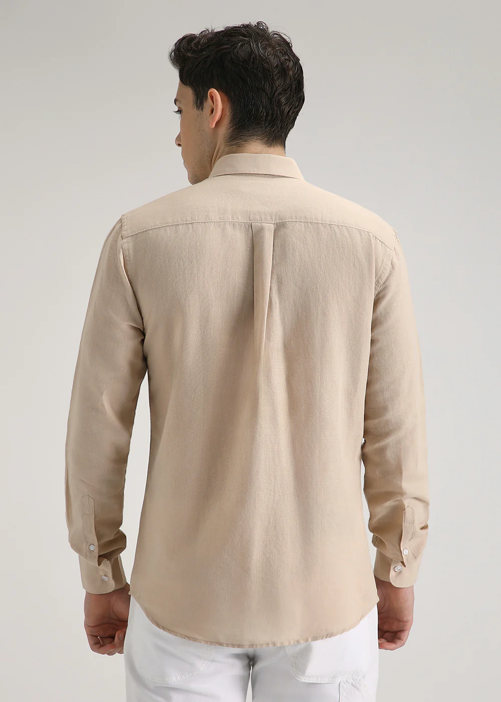 Dark Beige Cotton Linen Shirt - Image 4