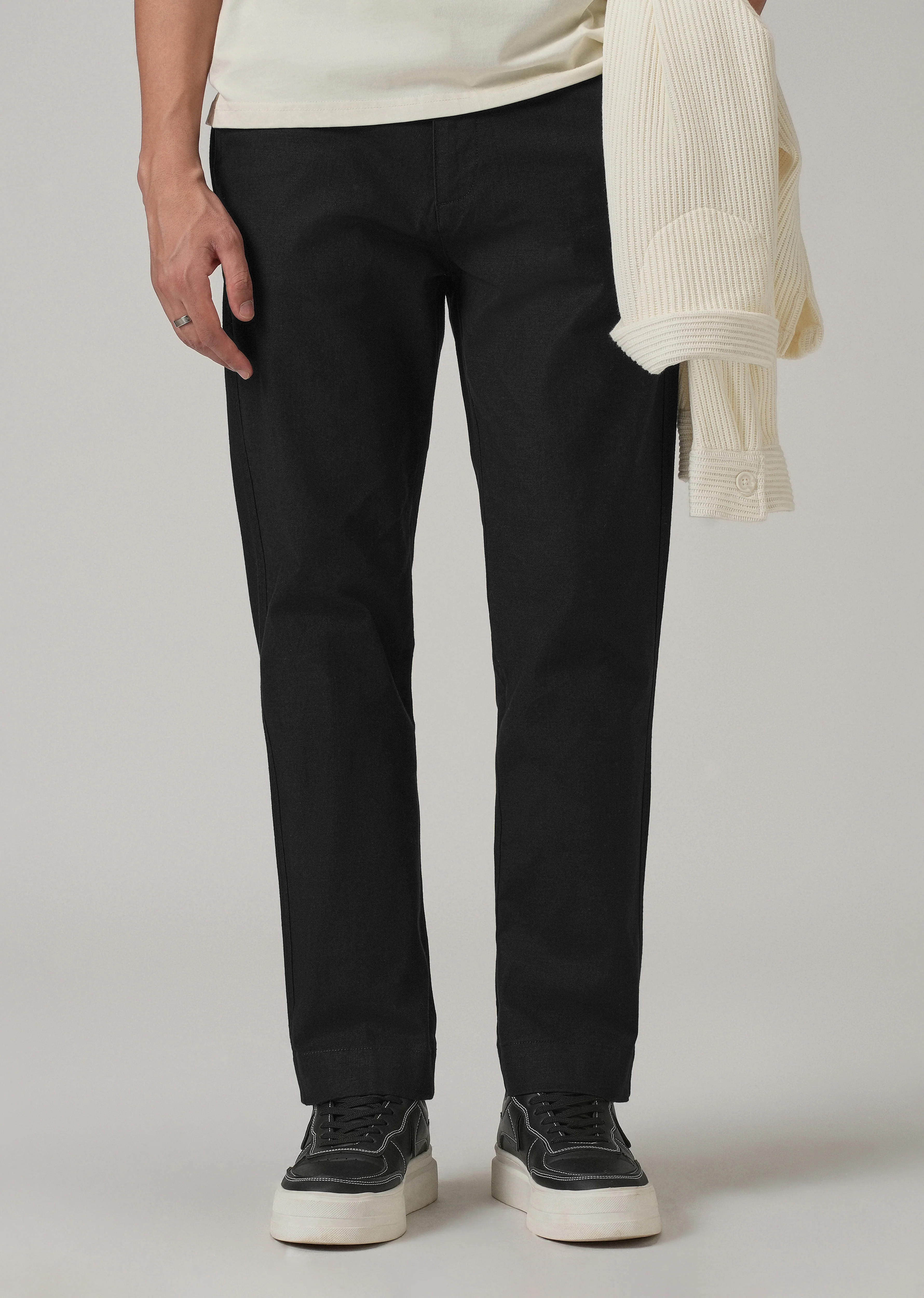 Dark Black Cotton Trouser - Image 7