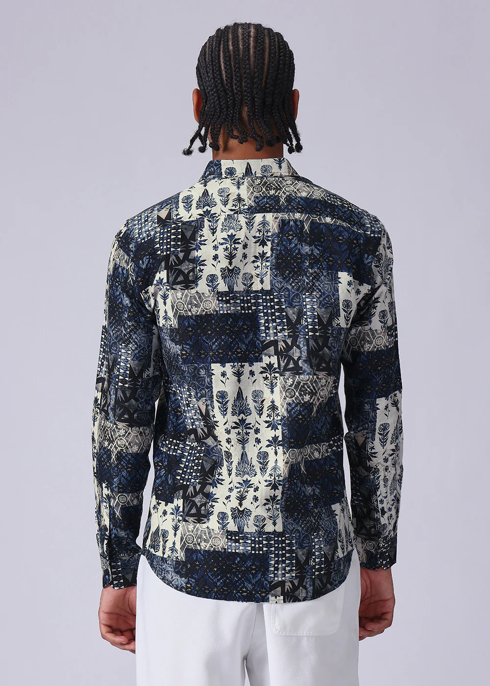 Dark Blue Abstract Print Shirt - Image 2