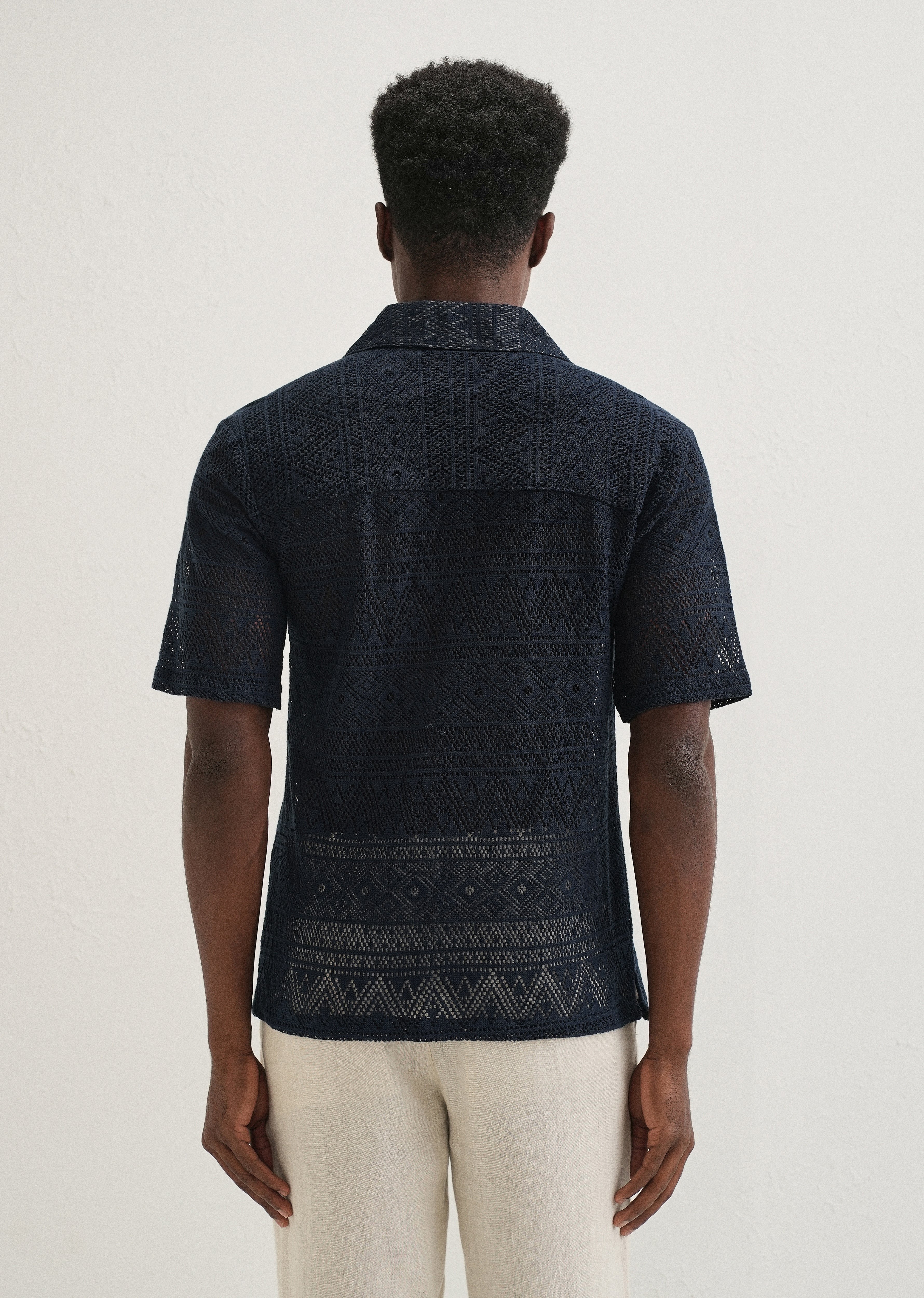 Dark Blue Crochet Shirt - Image 3