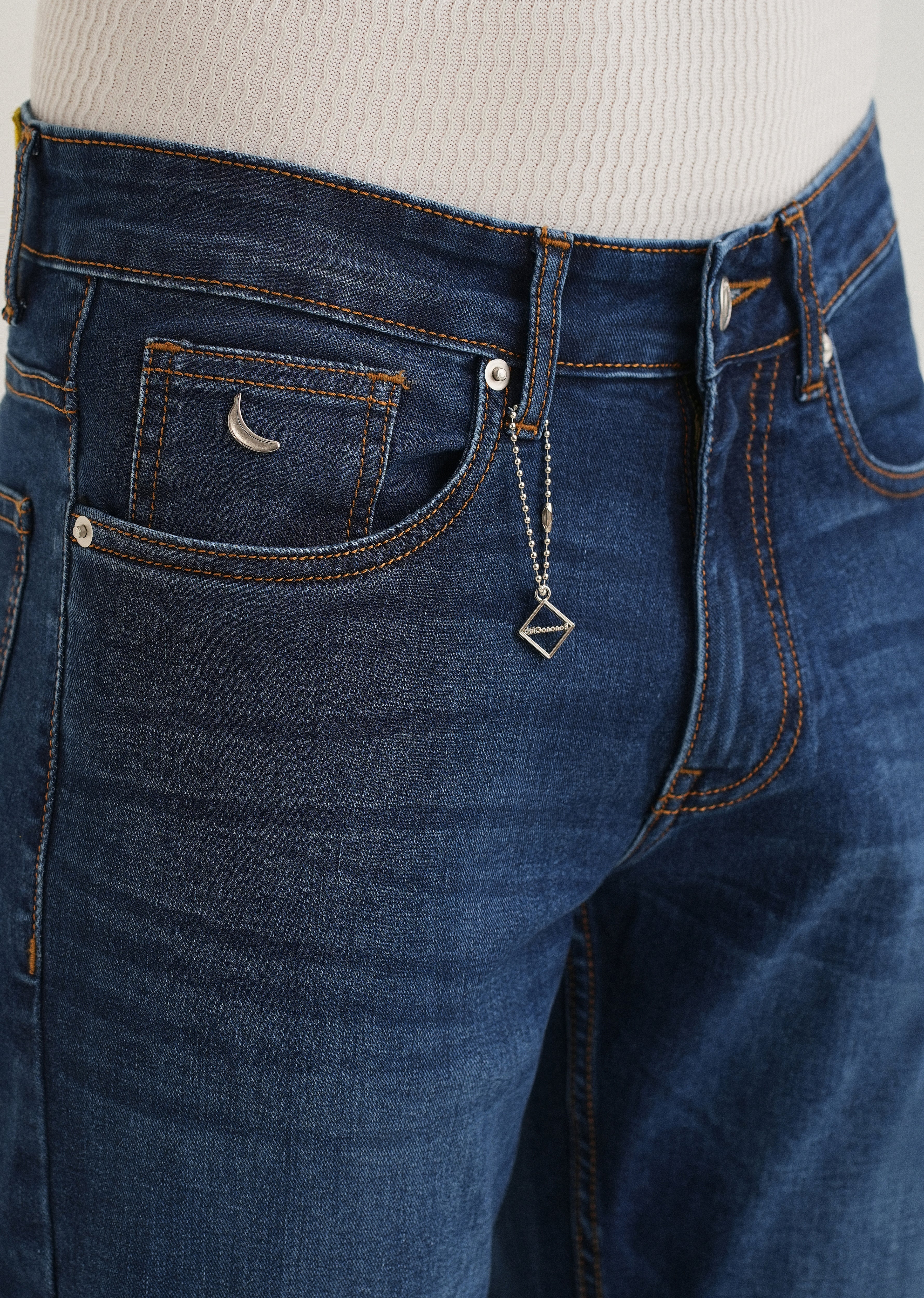Dark Blue Fade Ankle Fit Jeans - Image 2