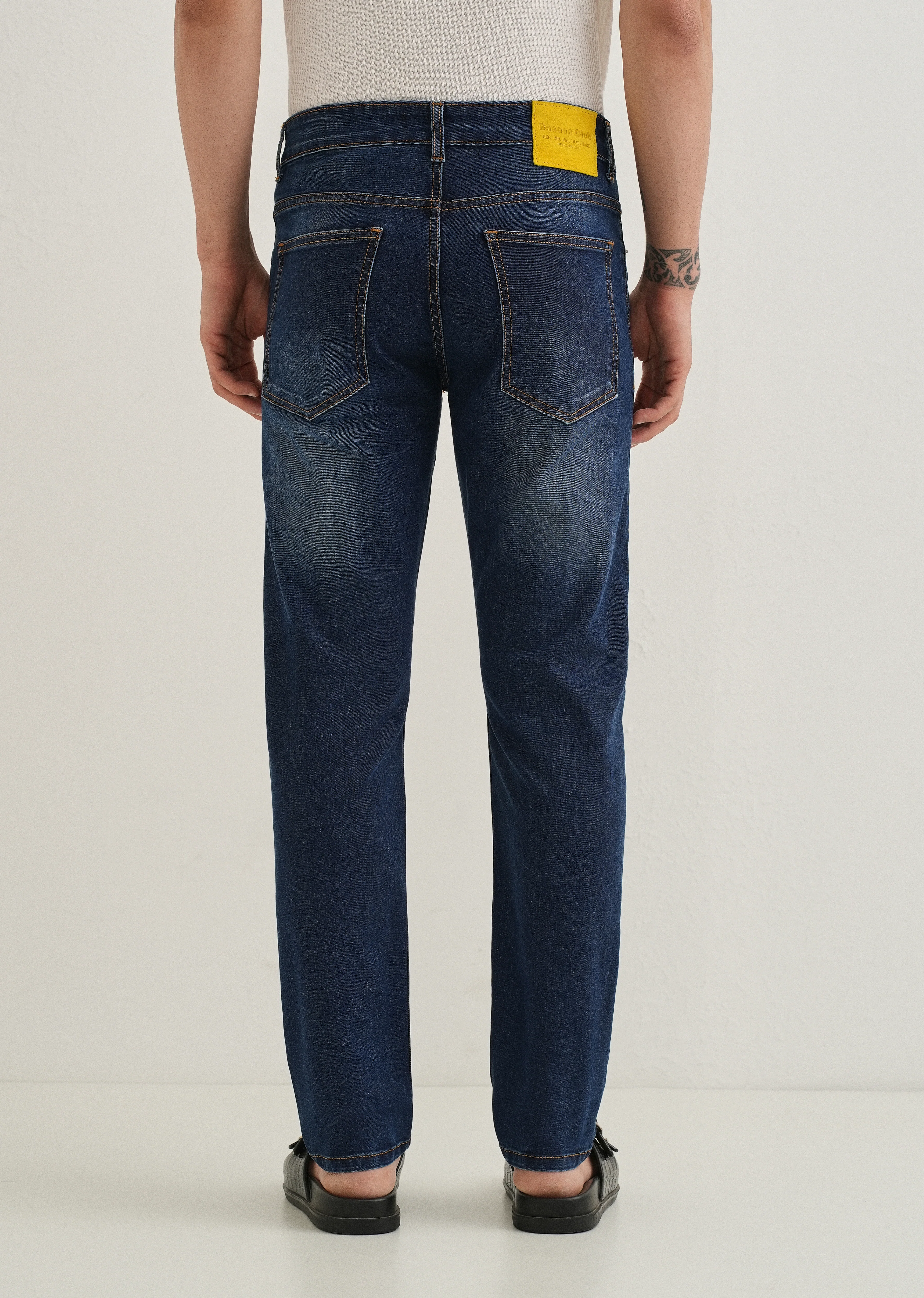 Dark Blue Fade Ankle Fit Jeans - Image 4
